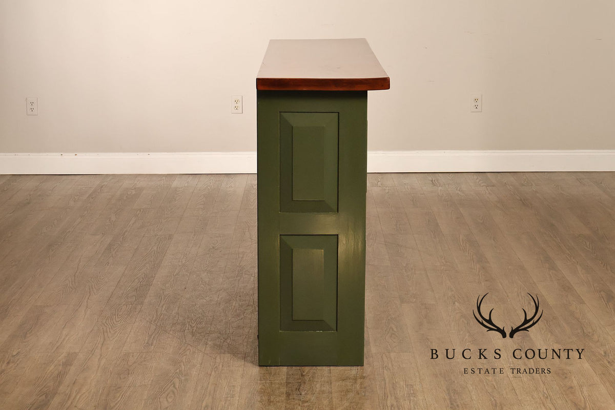 Custom Painted Wood Bar With Solid Wood Top