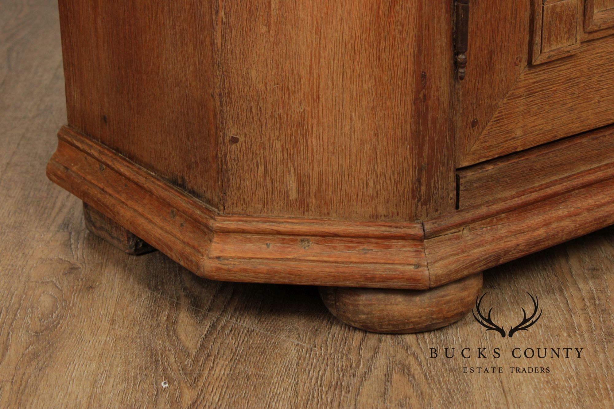 Antique 18th Century German Oak Baroque Vitrine Display Cabinet