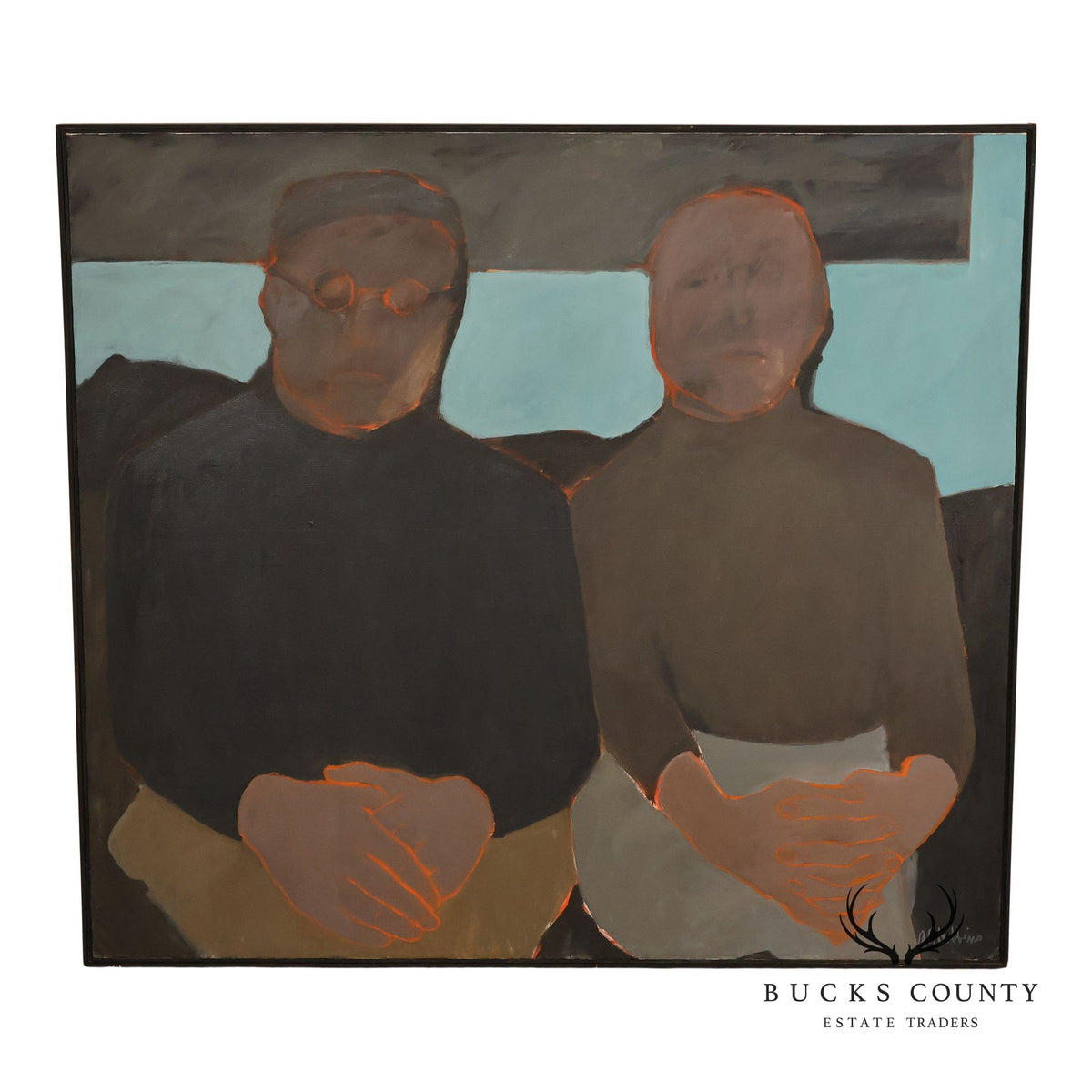 Anne Copper Dobbins Oil Painting, 'Artist and Her Husband'