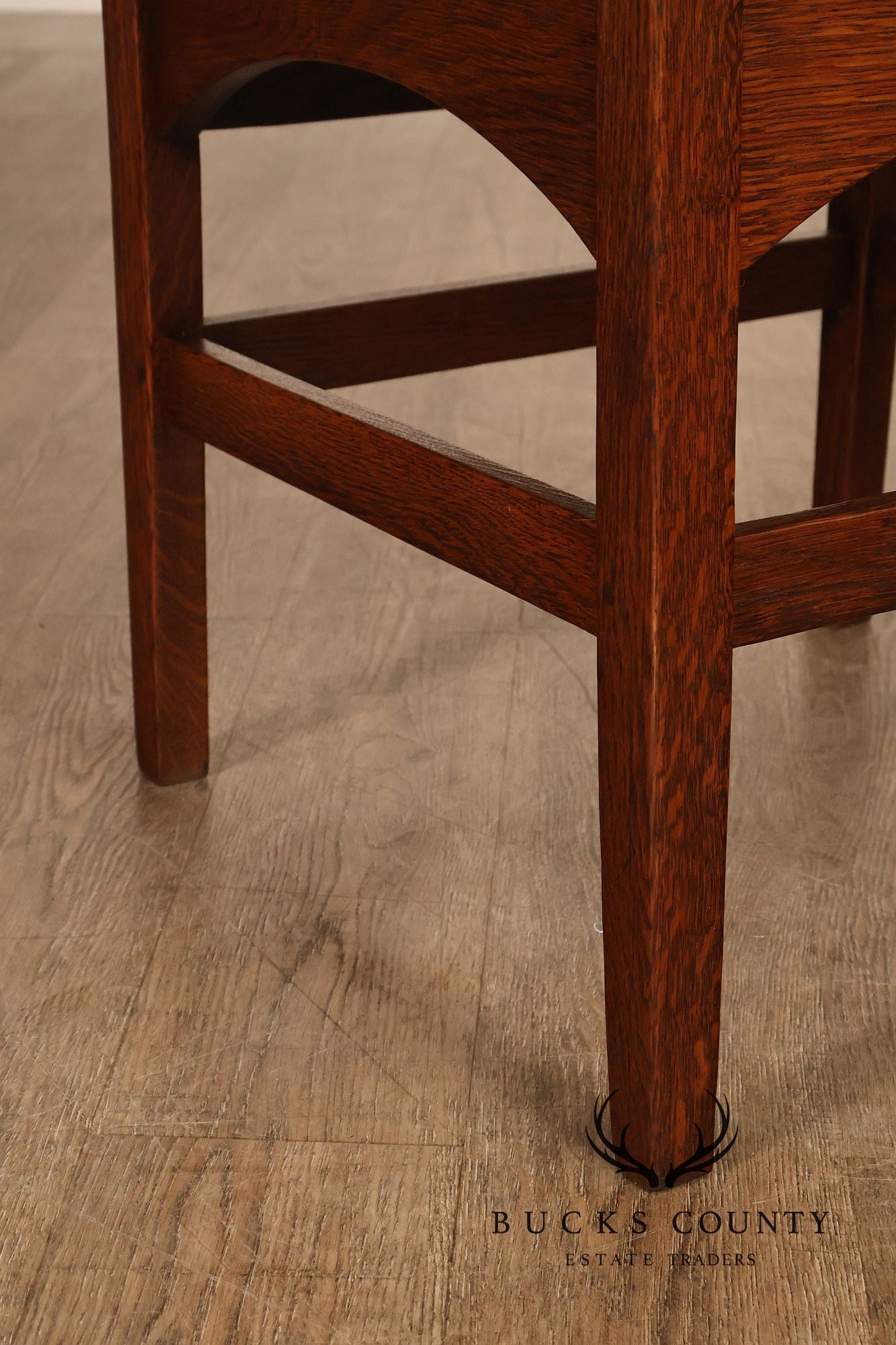 Gustav Stickley Antique Mission Oak Arts And Crafts Armchair With Leather Seat