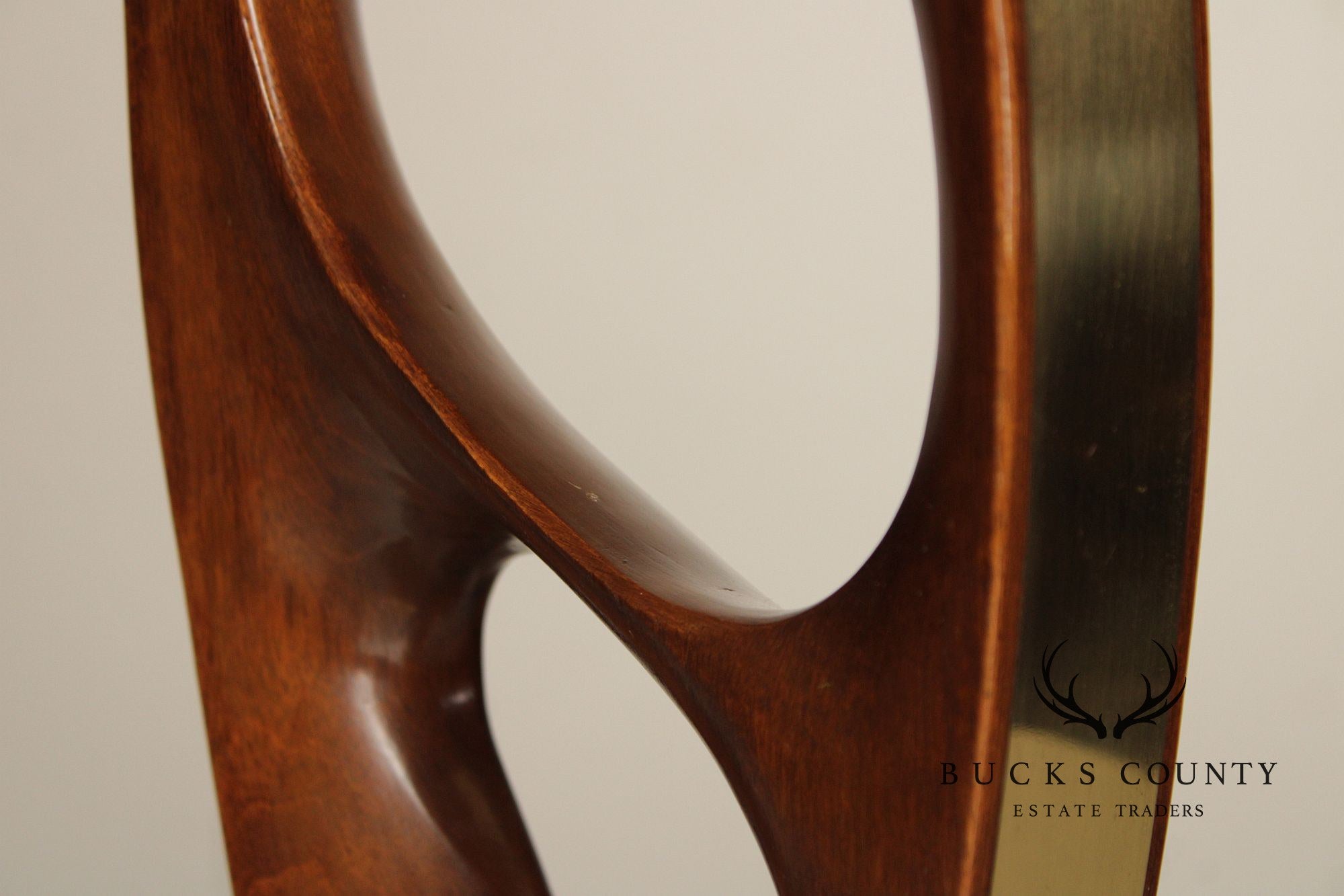 Mid Century Modern Sculpted Brass and Walnut Table Lamp By Modeline