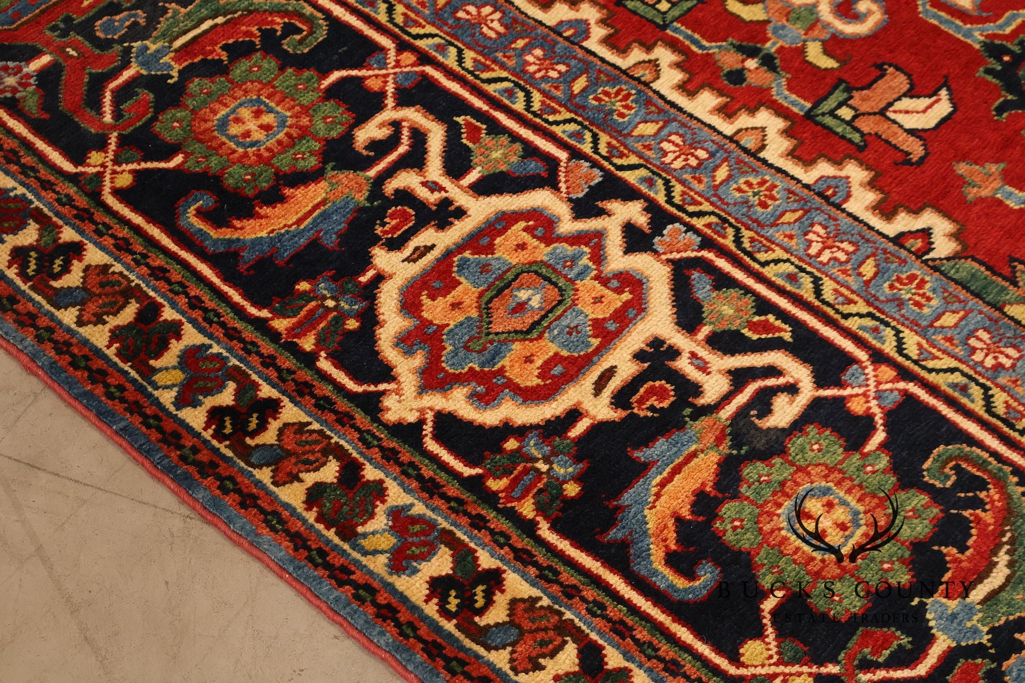 Persian Heriz Hand Knotted Wool Room Size Rug 9' x 13'