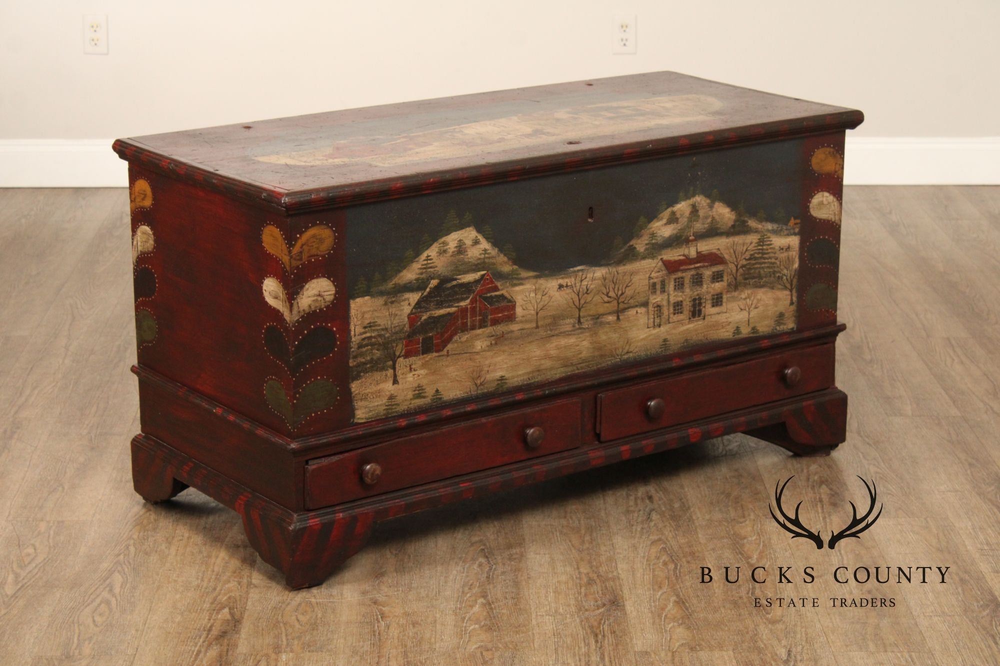 Antique Folk Art Painted Blanket Chest