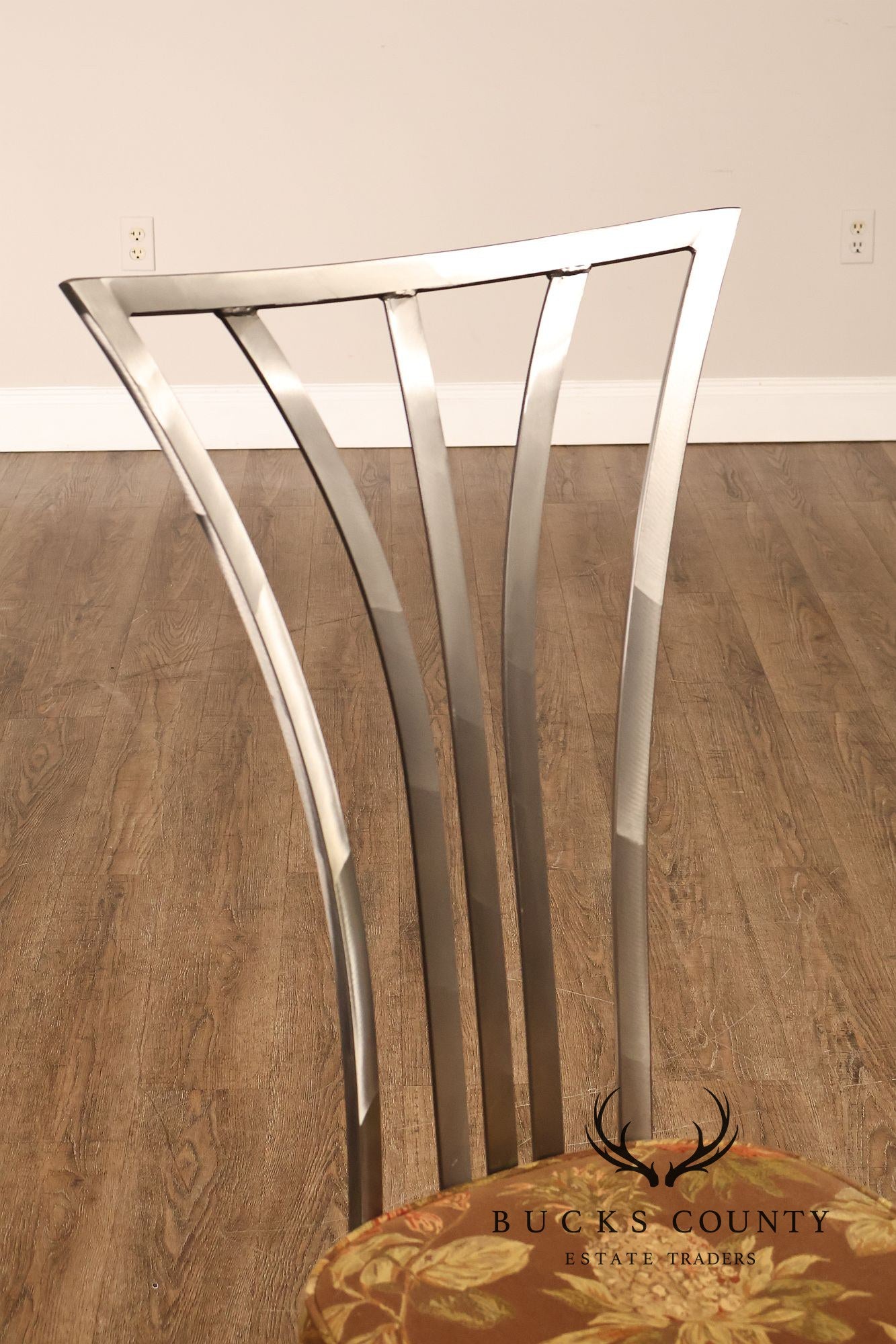 Shaver Howard Modern Style Set Of Eight Brushed Steel Dining Chairs