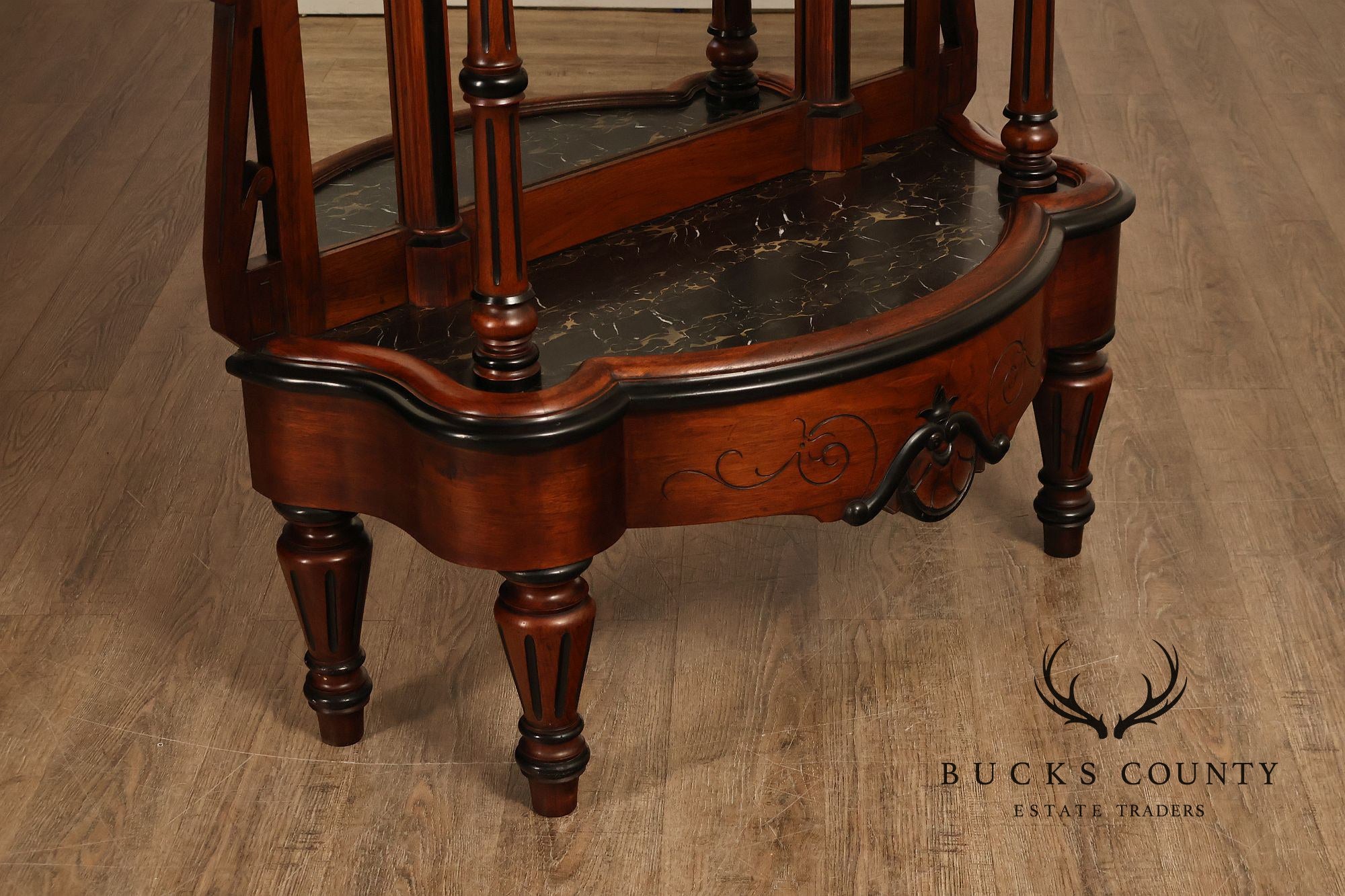 Antique American Renaissance Revival Walnut Mirrored Etagere Hall Tree