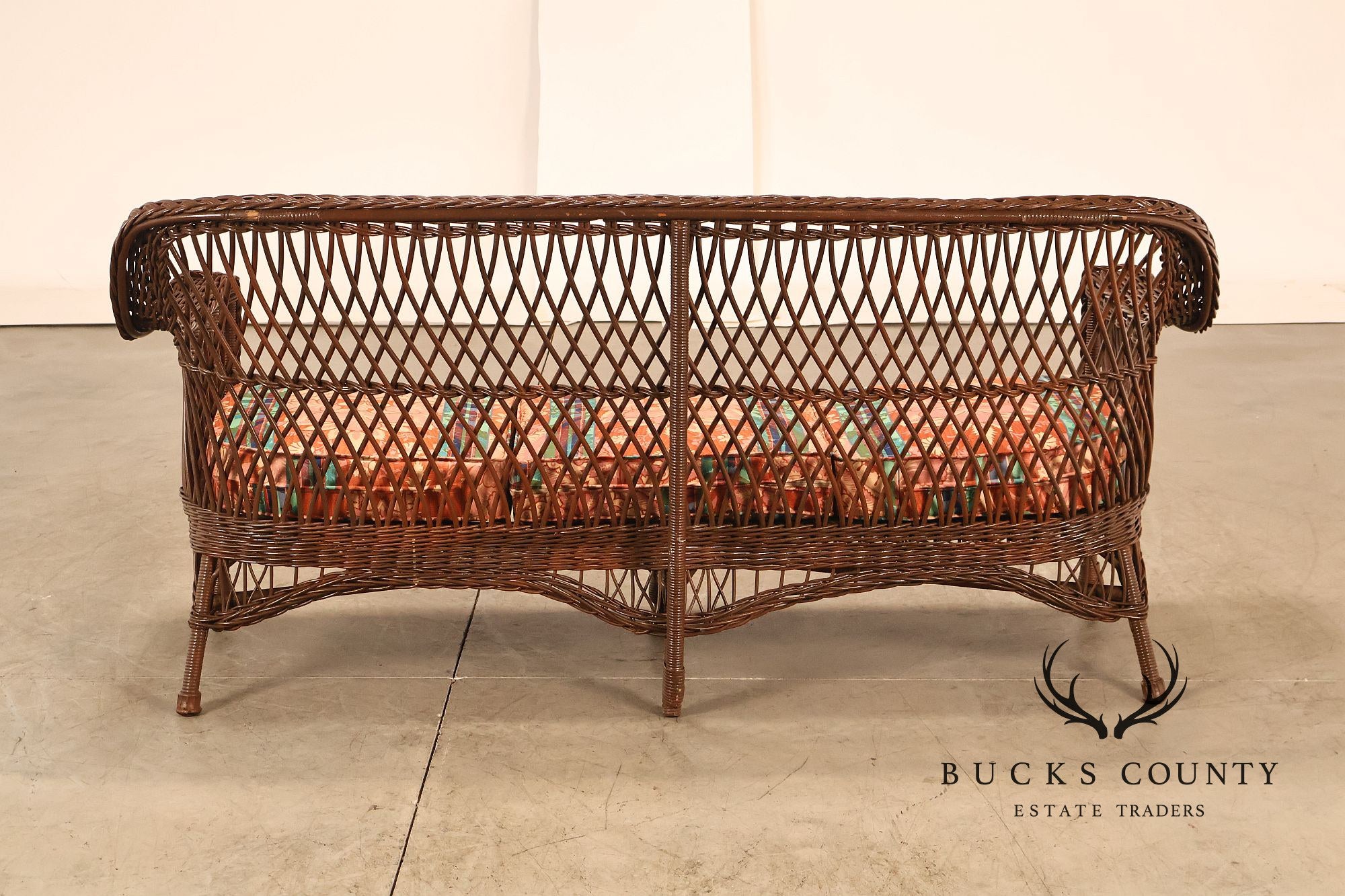 Antique Bar Harbor Style Wicker Sofa