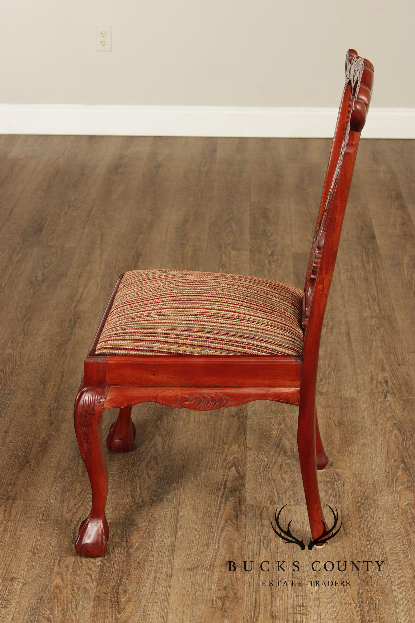 Chippendale Style Set of Four Carved Mahogany Dining Chairs