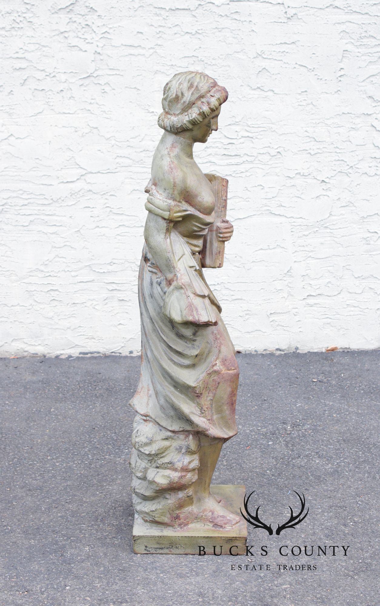 Vintage Cast Iron Garden Statue of a Lady
