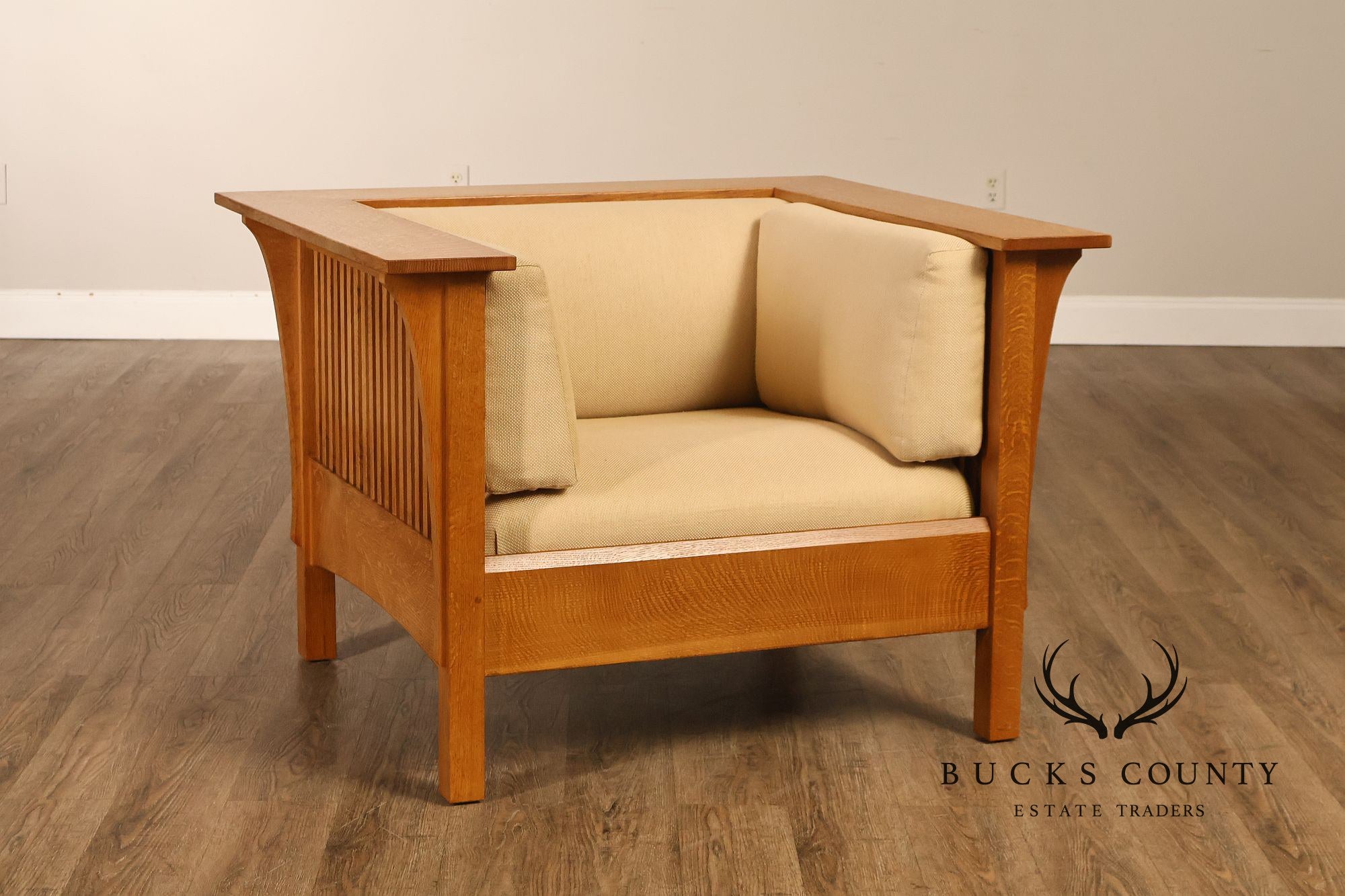 Stickley Mission Collection Prairie Spindle Oak Lounge Chair
