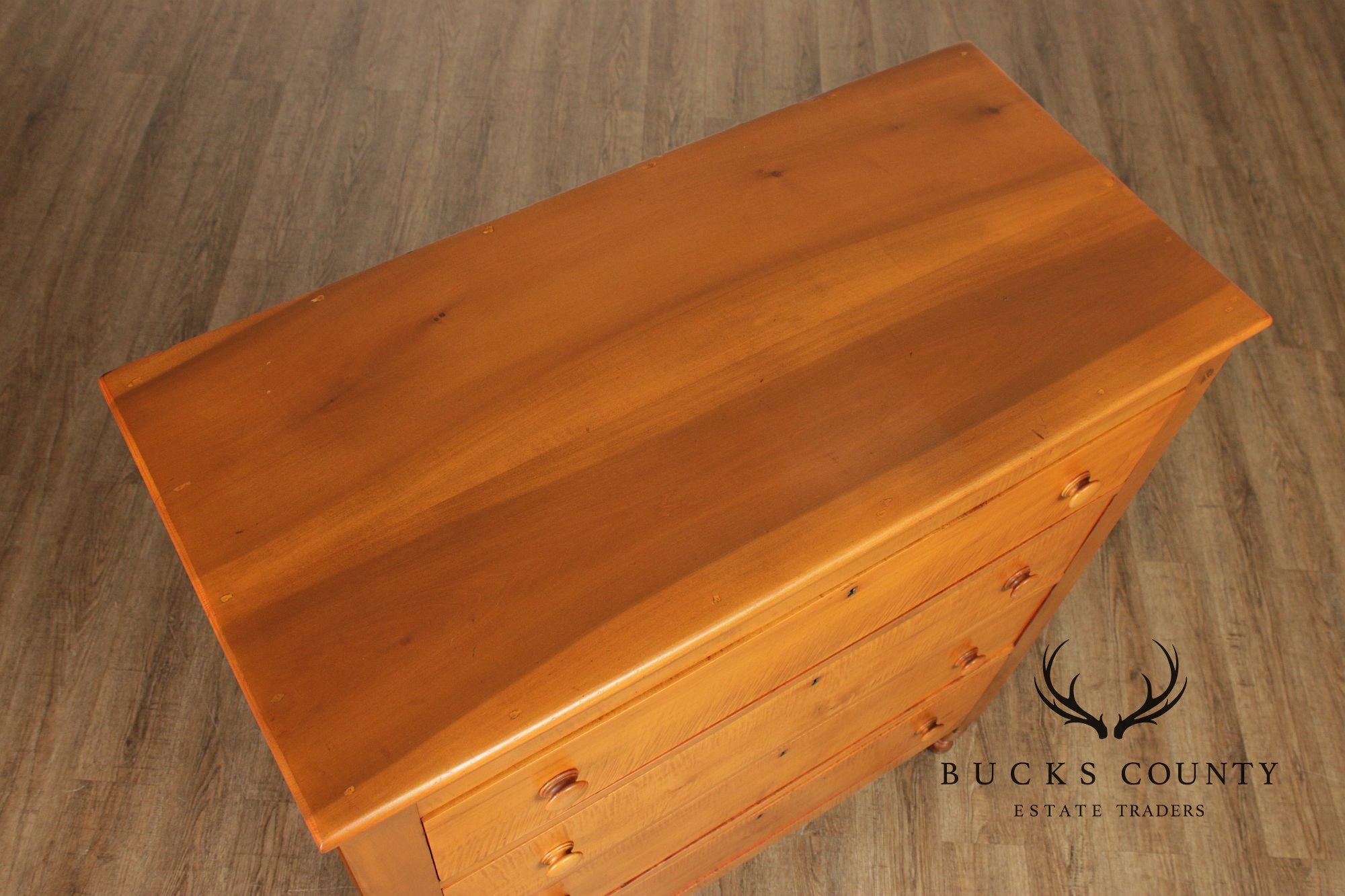 Antique Tiger Maple And Poplar Sheraton Chest Of Drawers