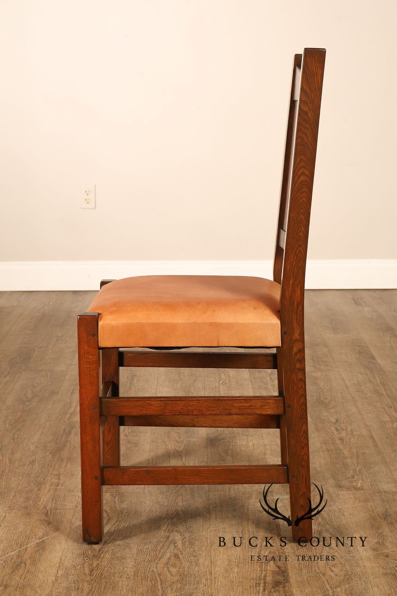 Mission Style Pair of Oak Side Dining Chairs