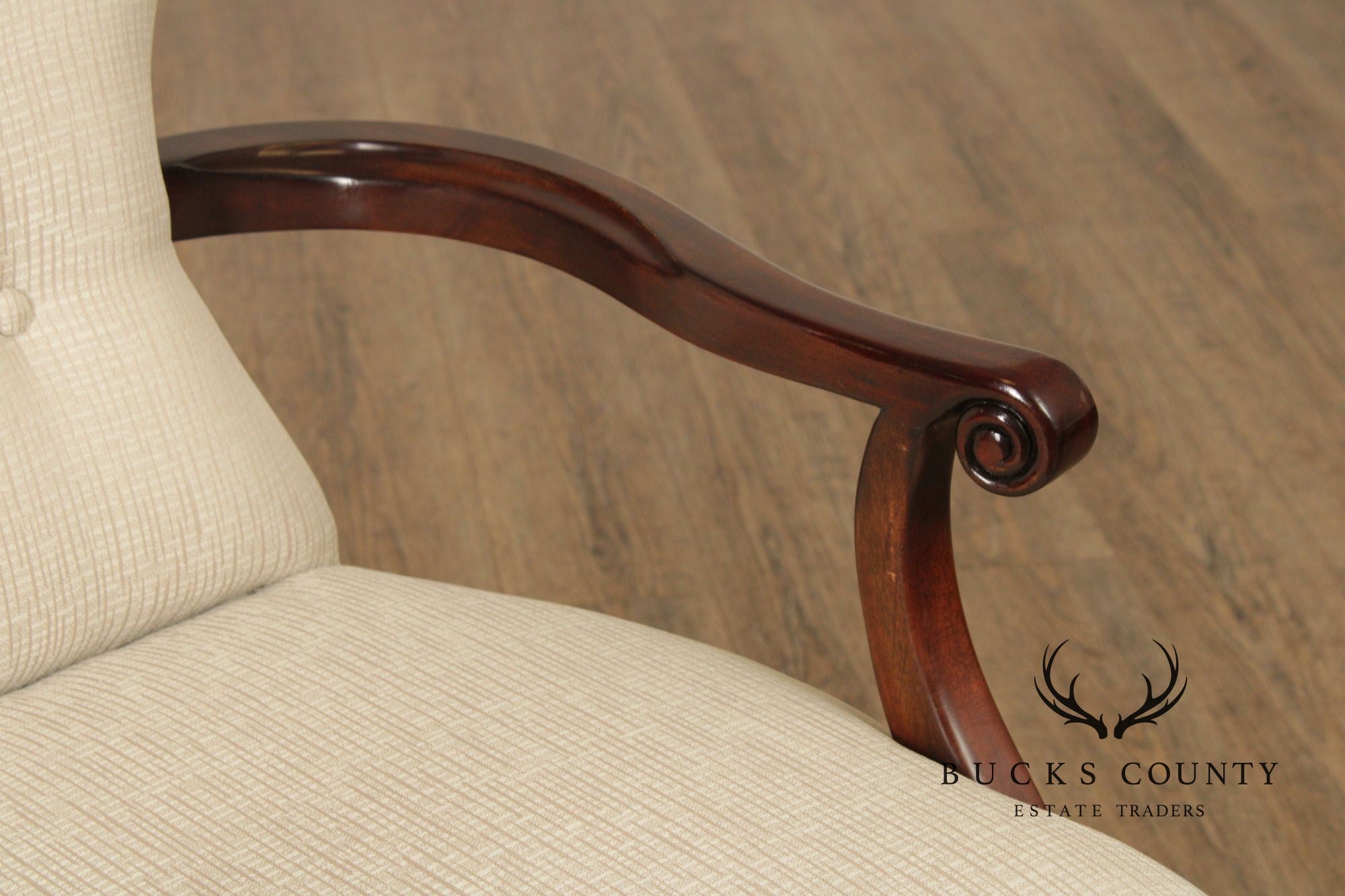 Maitland Smith French Louis XVI Style Set of Eight Mahogany and Upholstered Dining Chairs