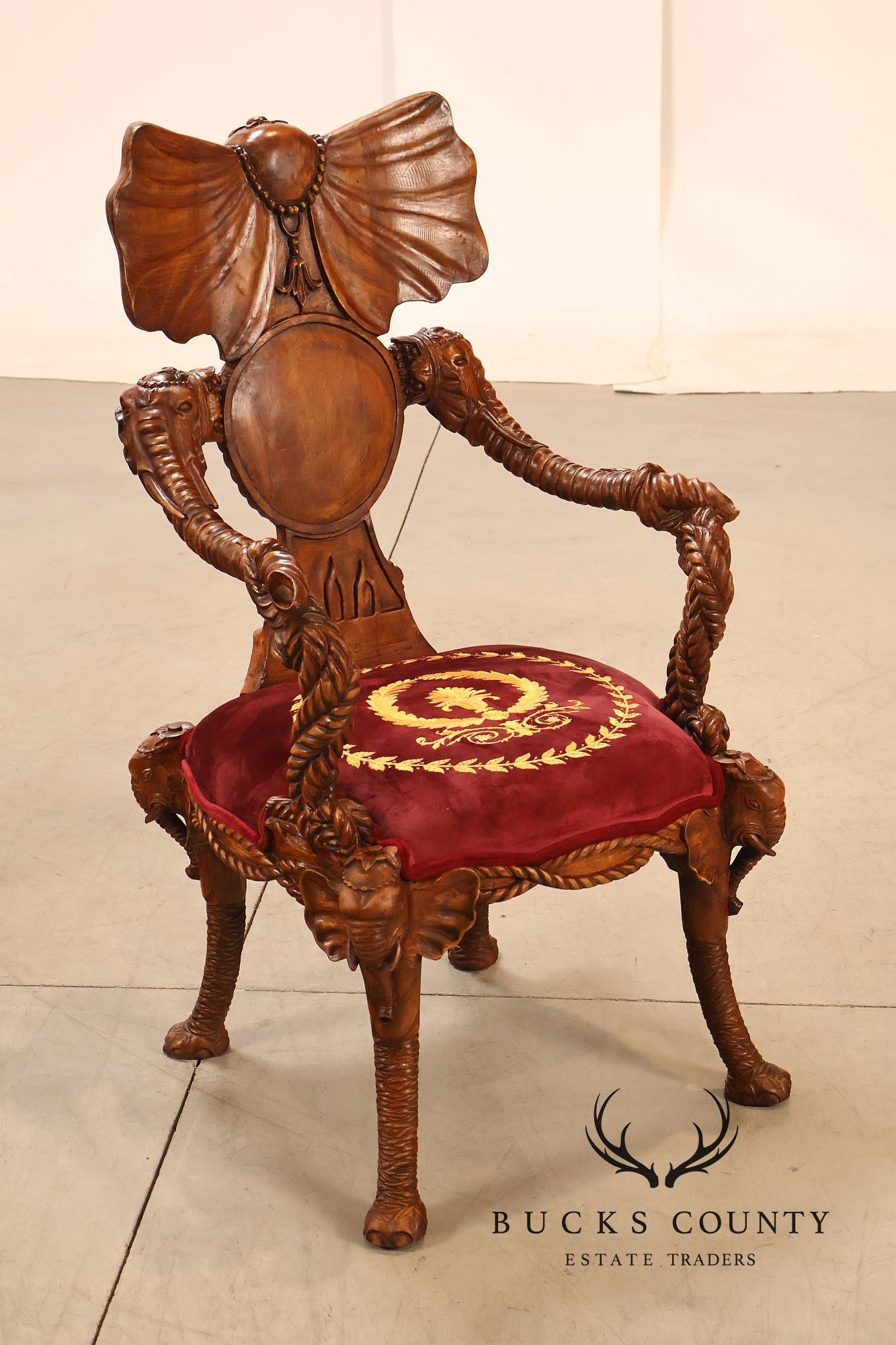 Anglo-Indian Set Of Four Carved Elephant Armchairs