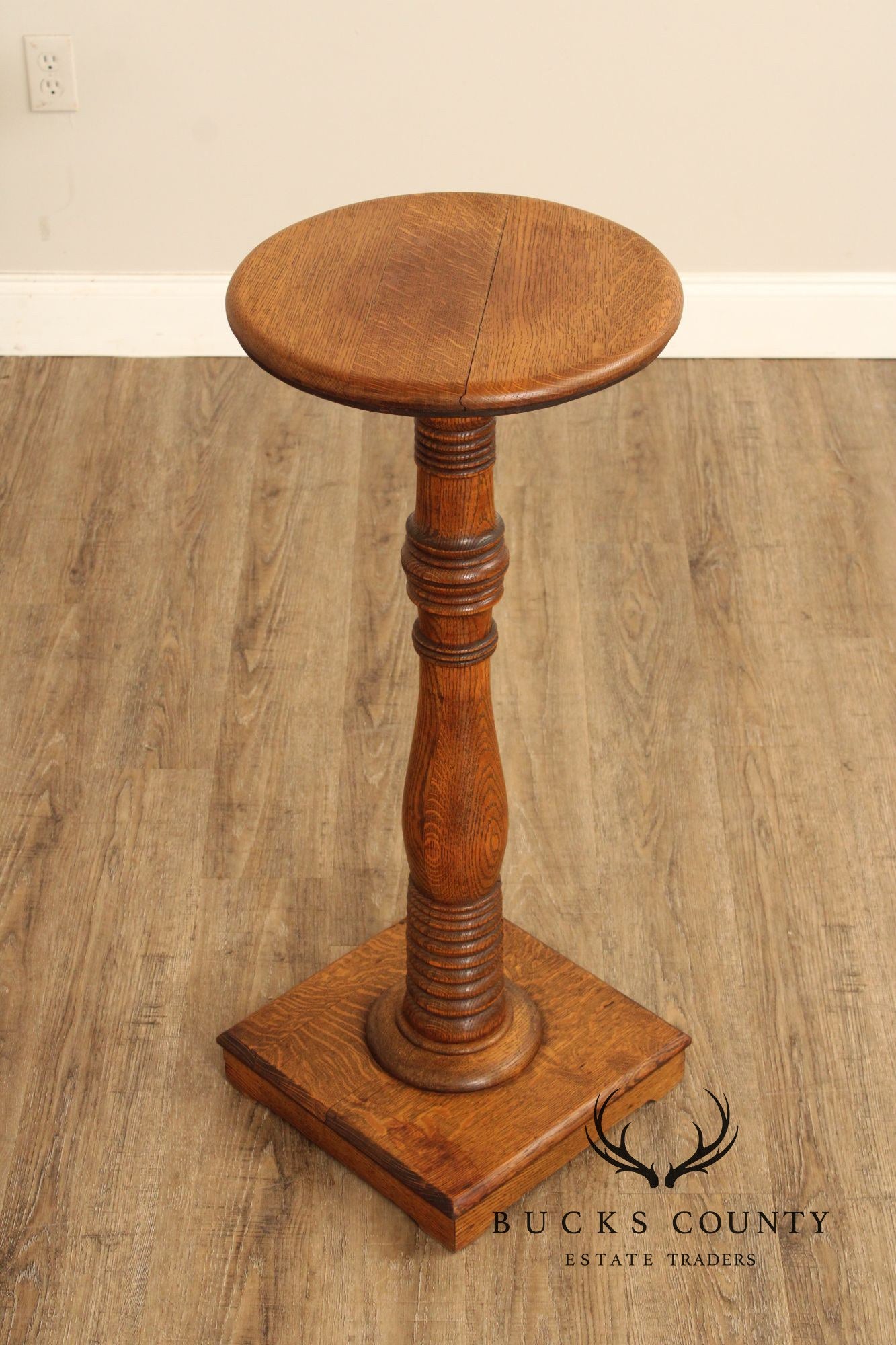 Antique Turned Oak Pedestal Plant Stand