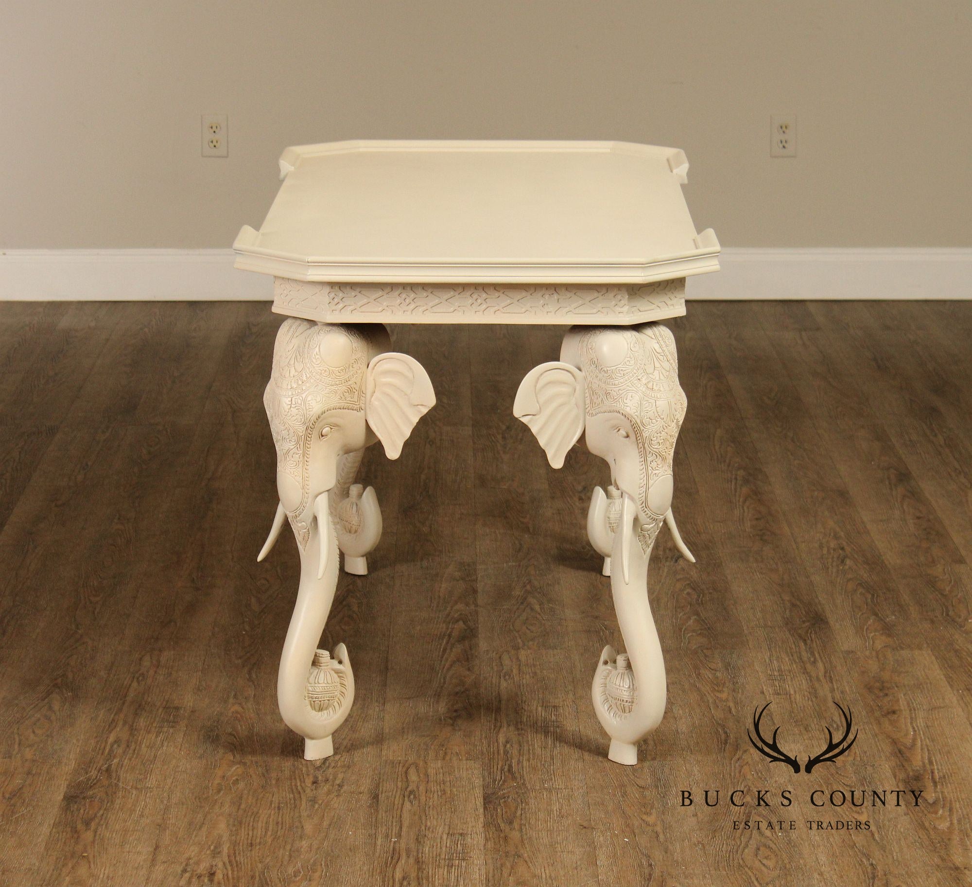 Hollywood Regency Painted Elephant Head Writing Desk