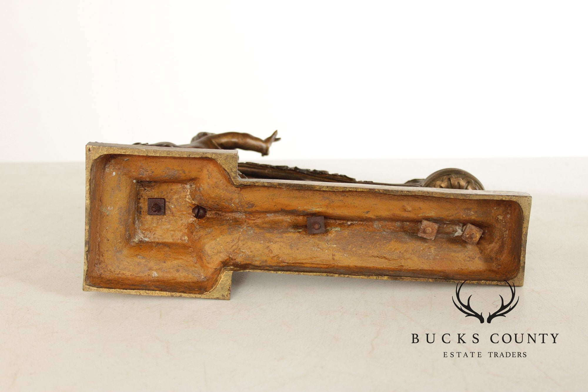 French Louis XV Style Antique Bronze Pair of Cherub Andirons