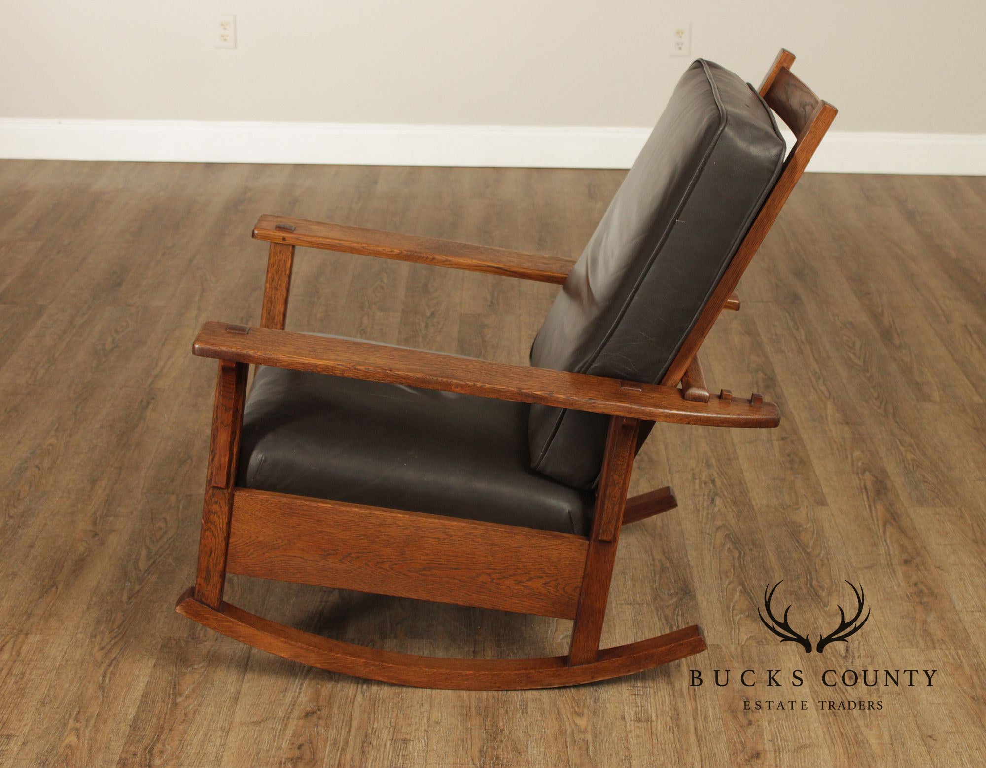 Antique L. & J.G. Stickley Mission Oak Morris Rocker
