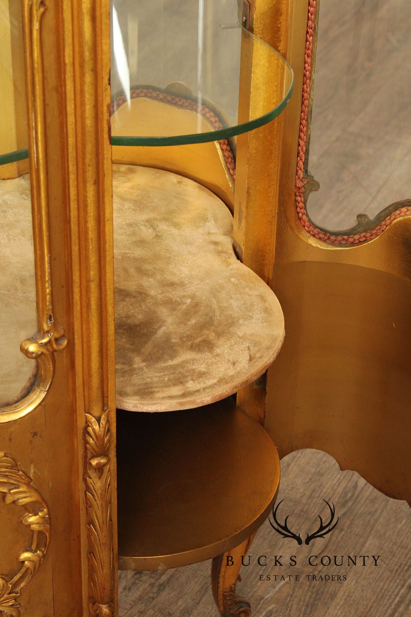 Rococo Style Giltwood Curio Cabinet With Glass Panels