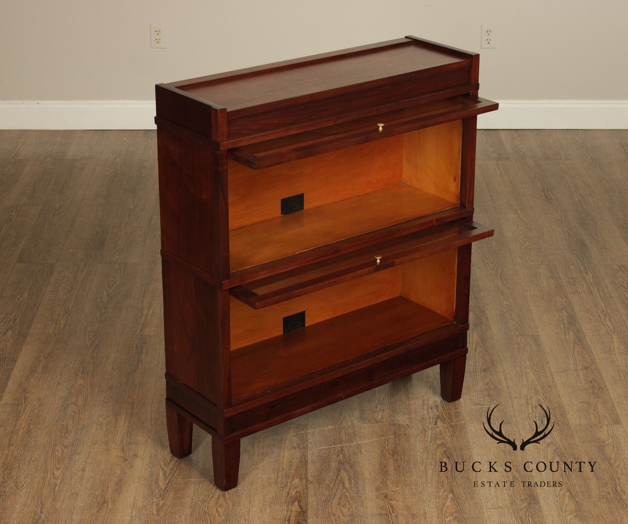 Globe Wernicke Antique Walnut Two-Section Barrister Bookcase