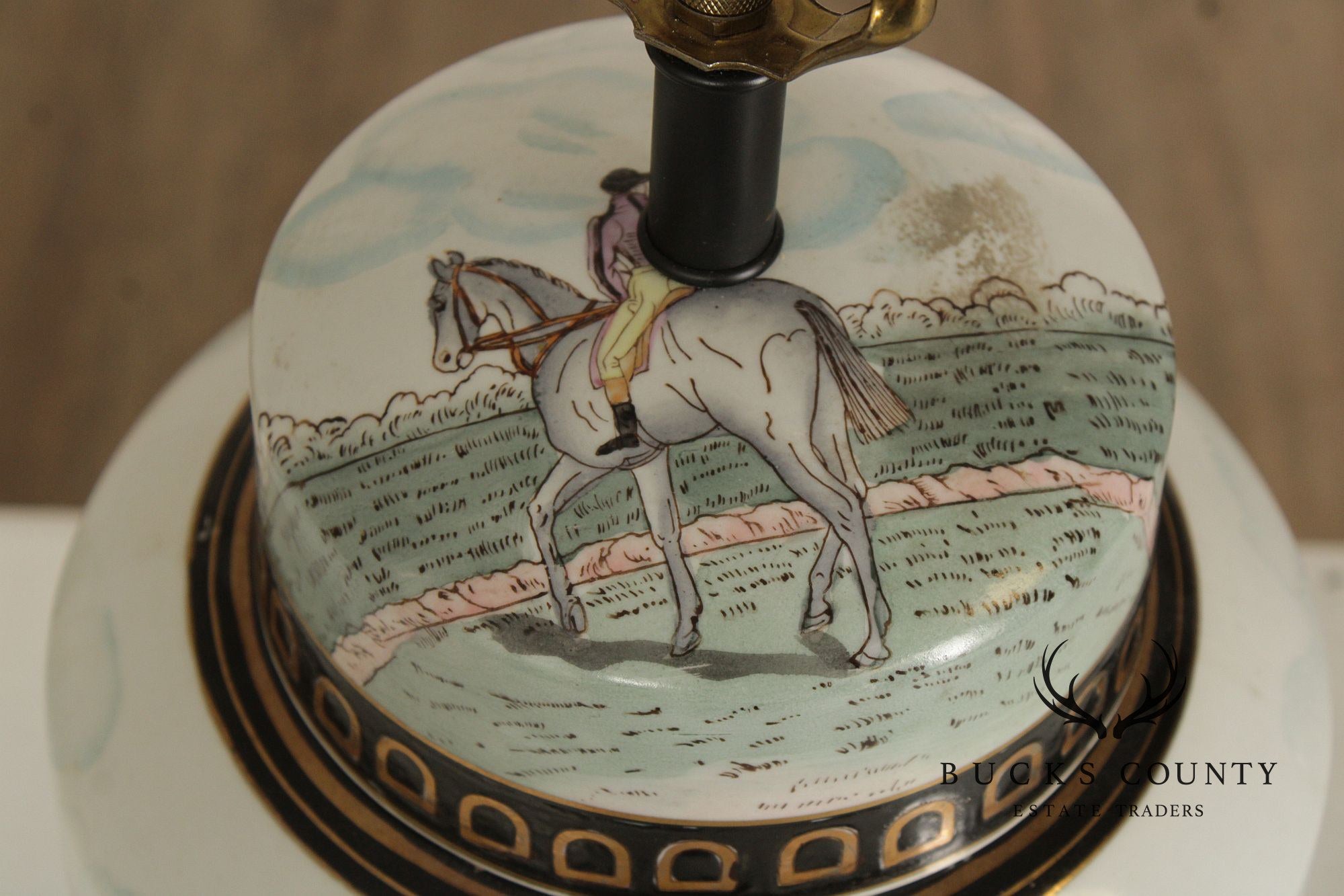 Equestrian Porcelain Ginger Jar Table Lamp