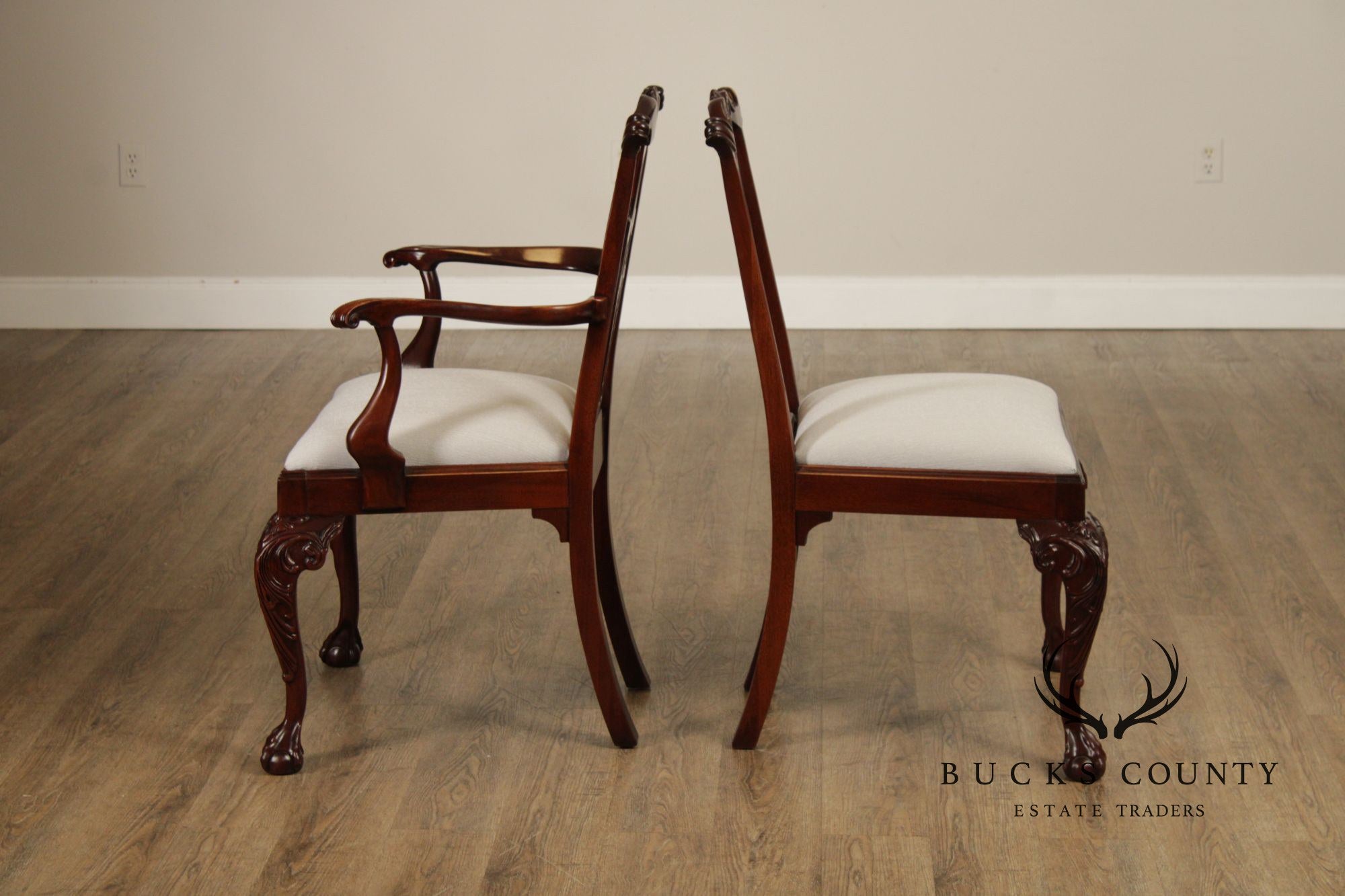Chippendale Style Set of Eight Carved Mahogany Dining Chairs