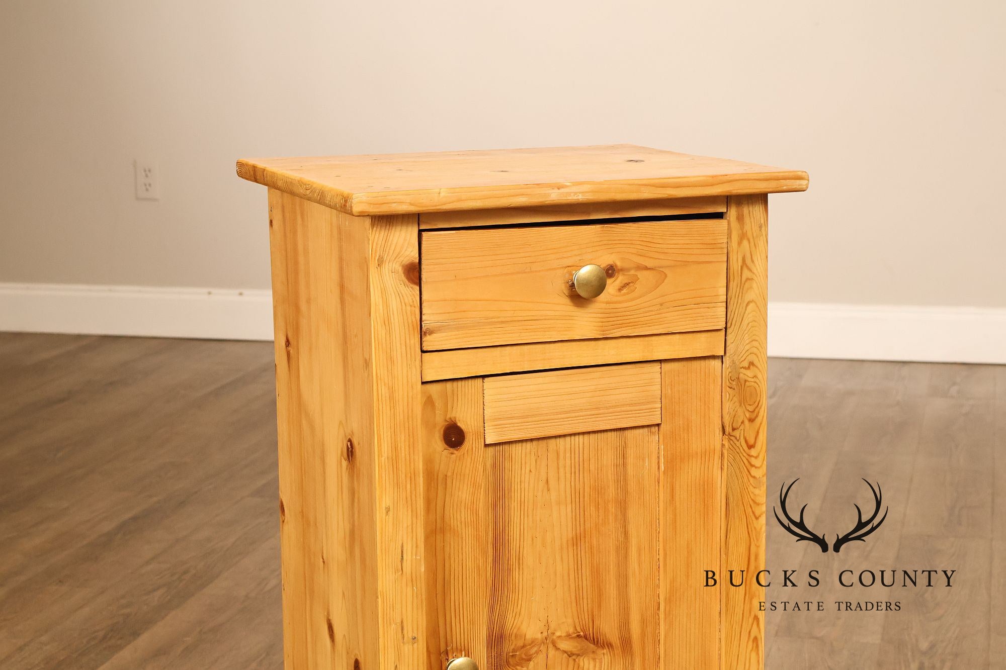 Rustic Style Pair of Pine Single Drawer Nightstands