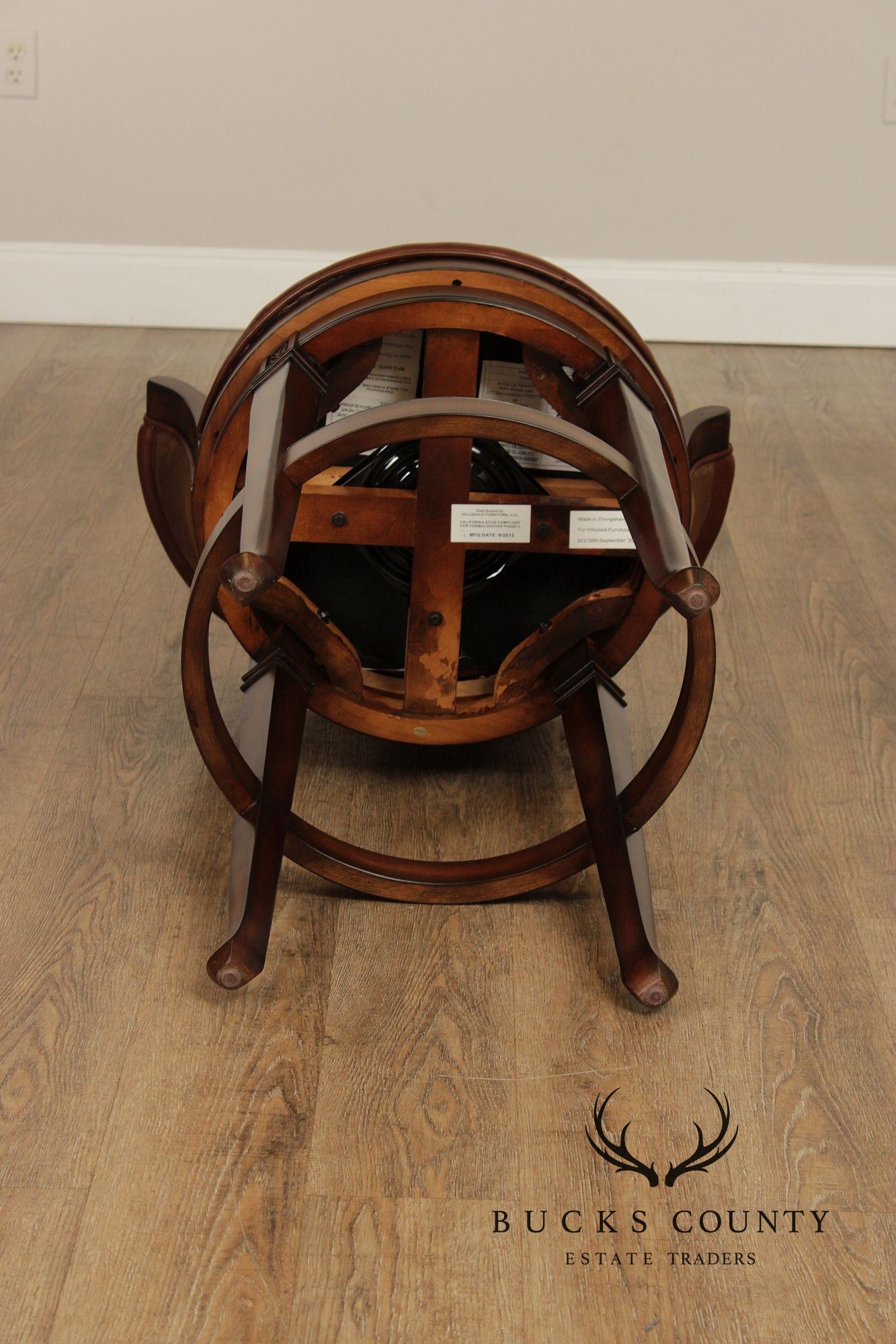 Frontgate by Hillsdale Set of Three Leather Swivel Counter Stools