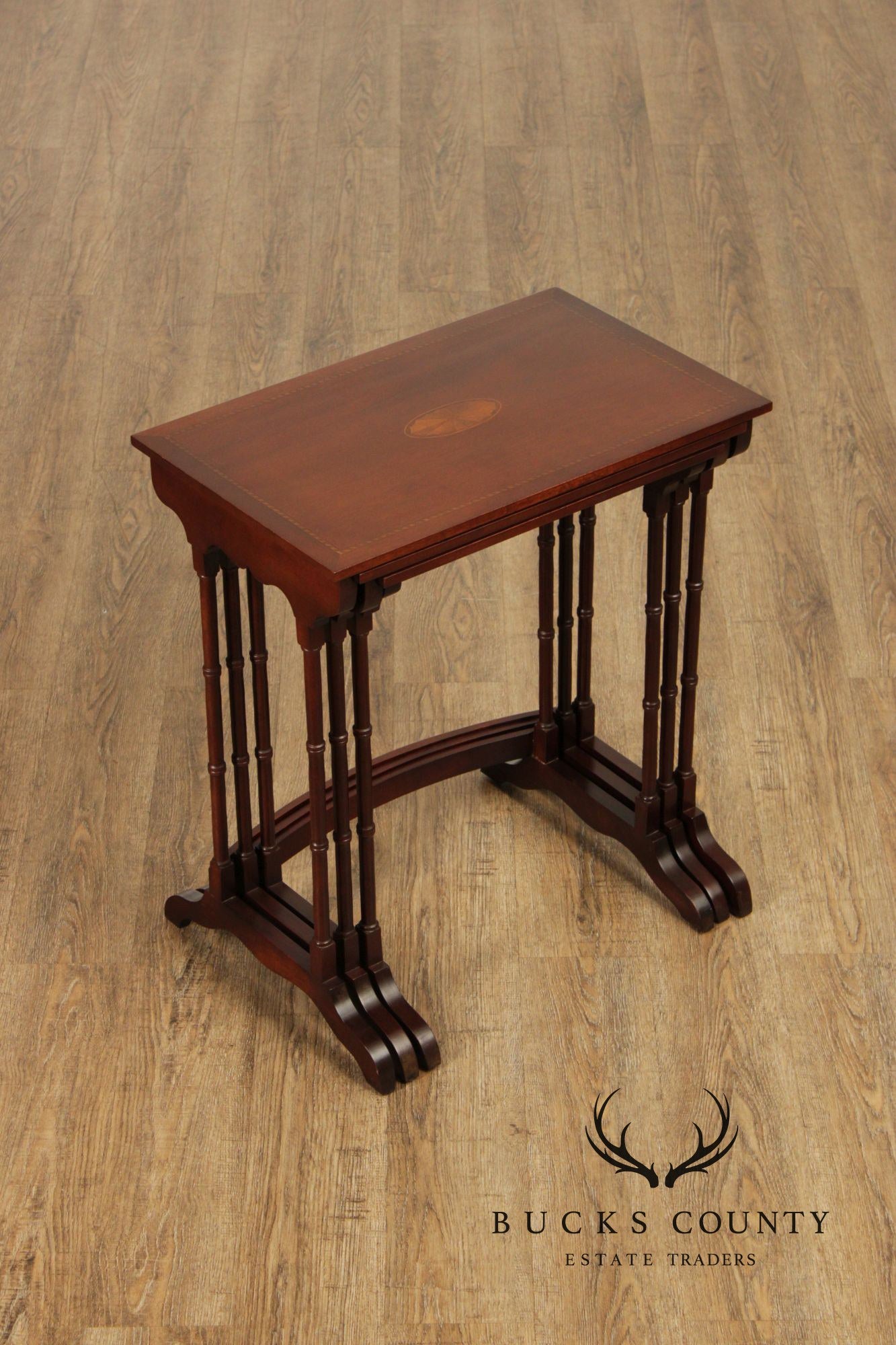 Colony Furniture Regency Style Inlaid Mahogany Nesting Tables