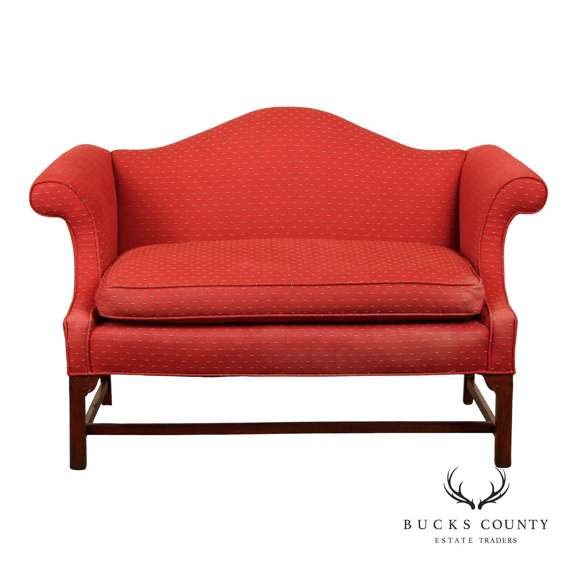 Georgian Style Upholstered Mahogany Loveseat