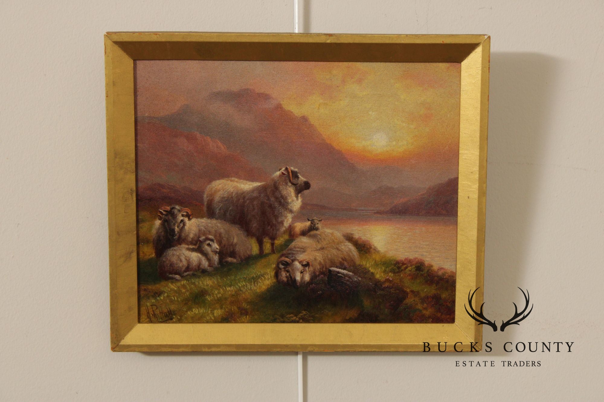 Henry Robinson Hall Landscape Oil Painting, 'Evening in the Highlands'
