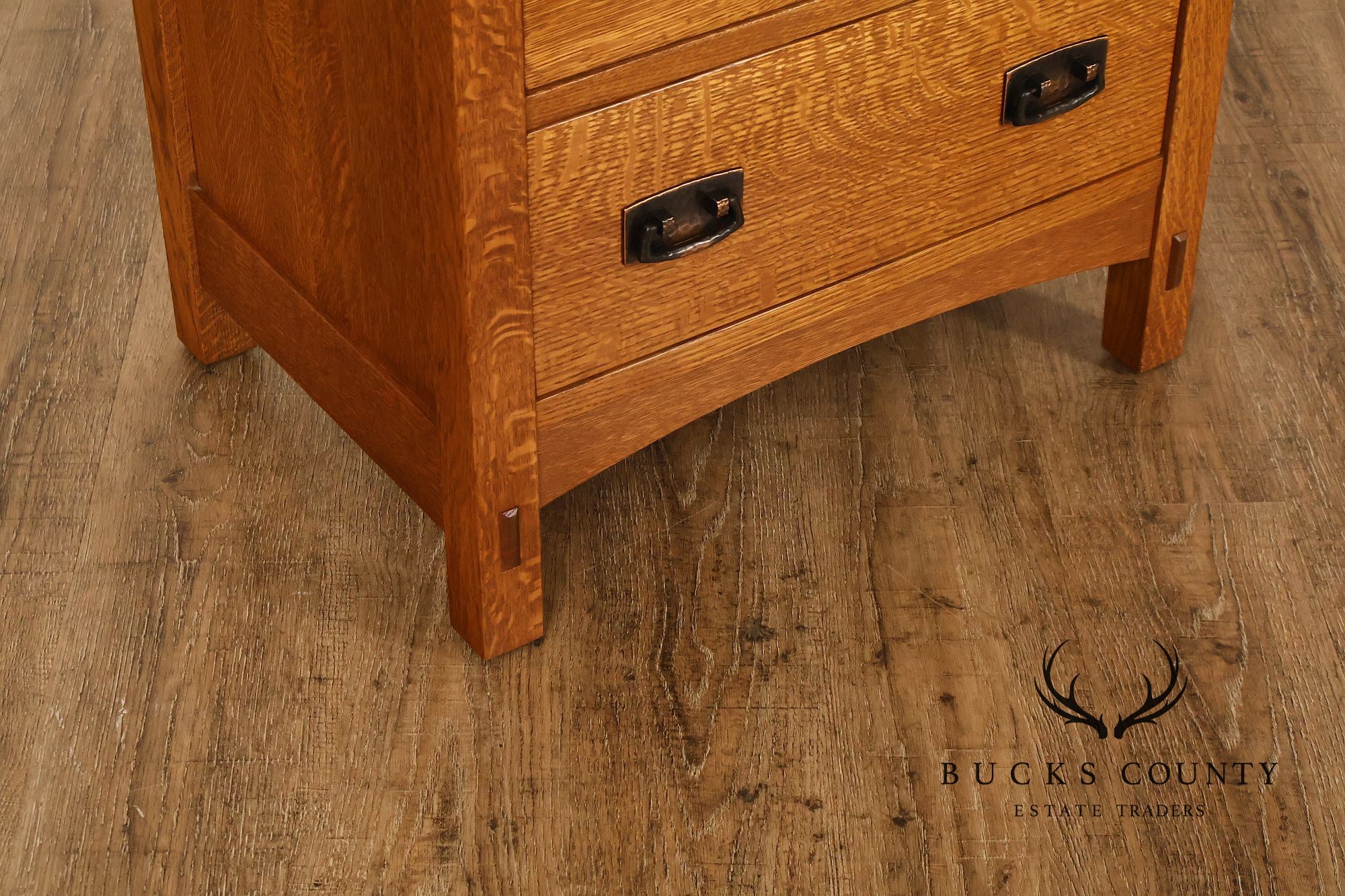 Stickley Mission Collection Pair Of Oak Three Drawer Nightstands