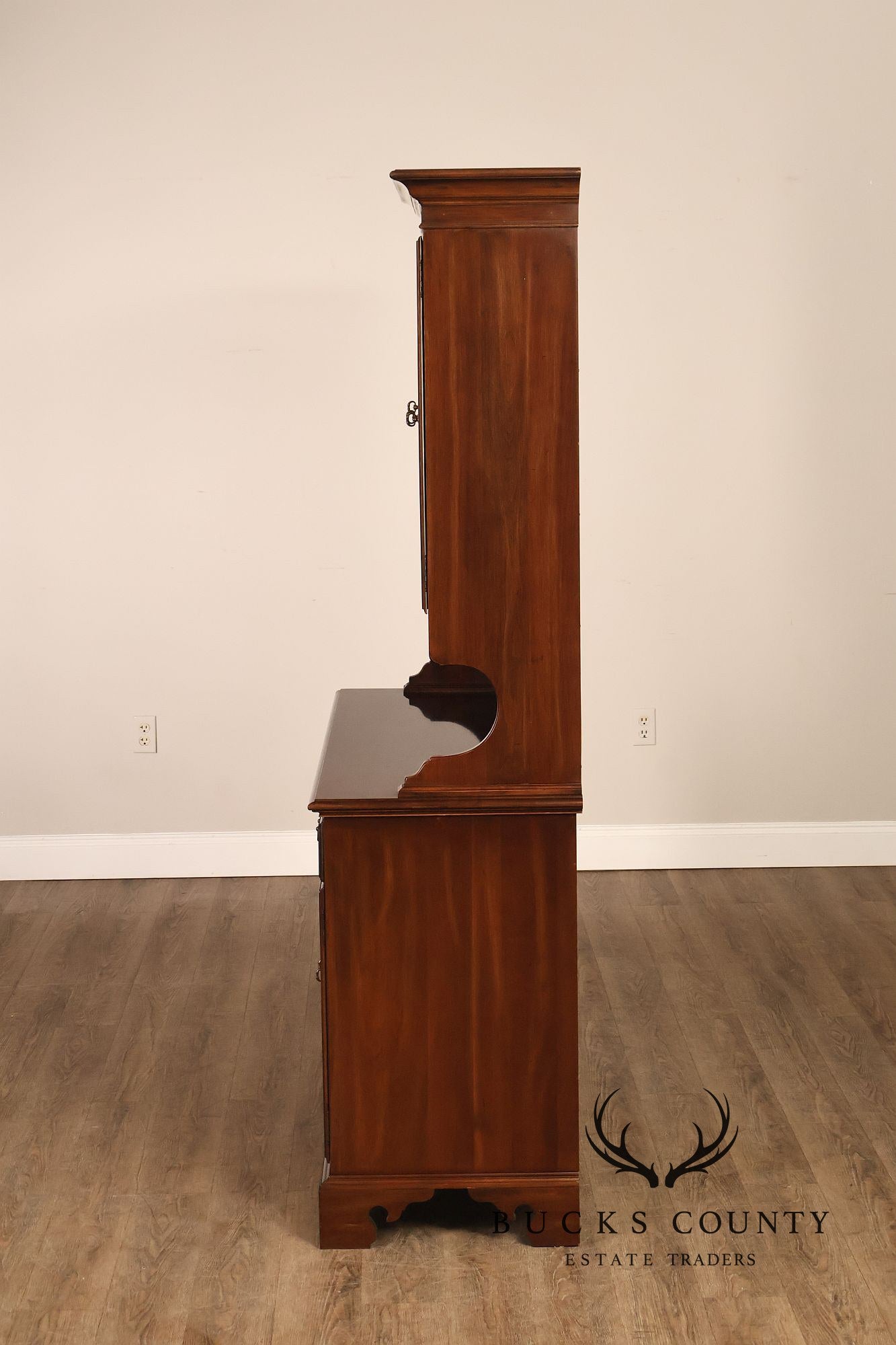 Ethan Allen Georgian Court Style Cherry Step Back Hutch China Cabinet