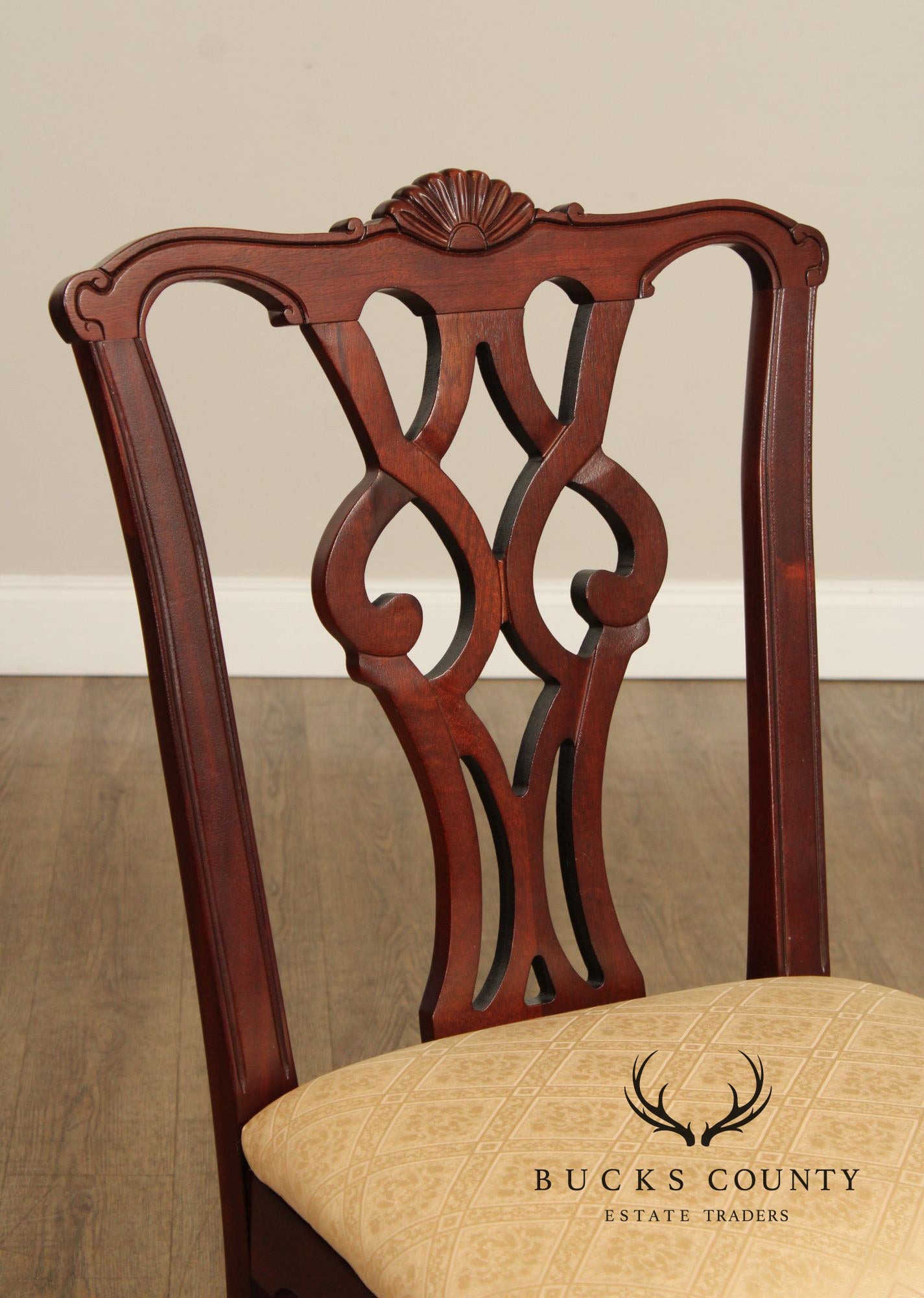 Statesville Chair Co. Chippendale Style Set of Four Solid Mahogany Dining Chairs