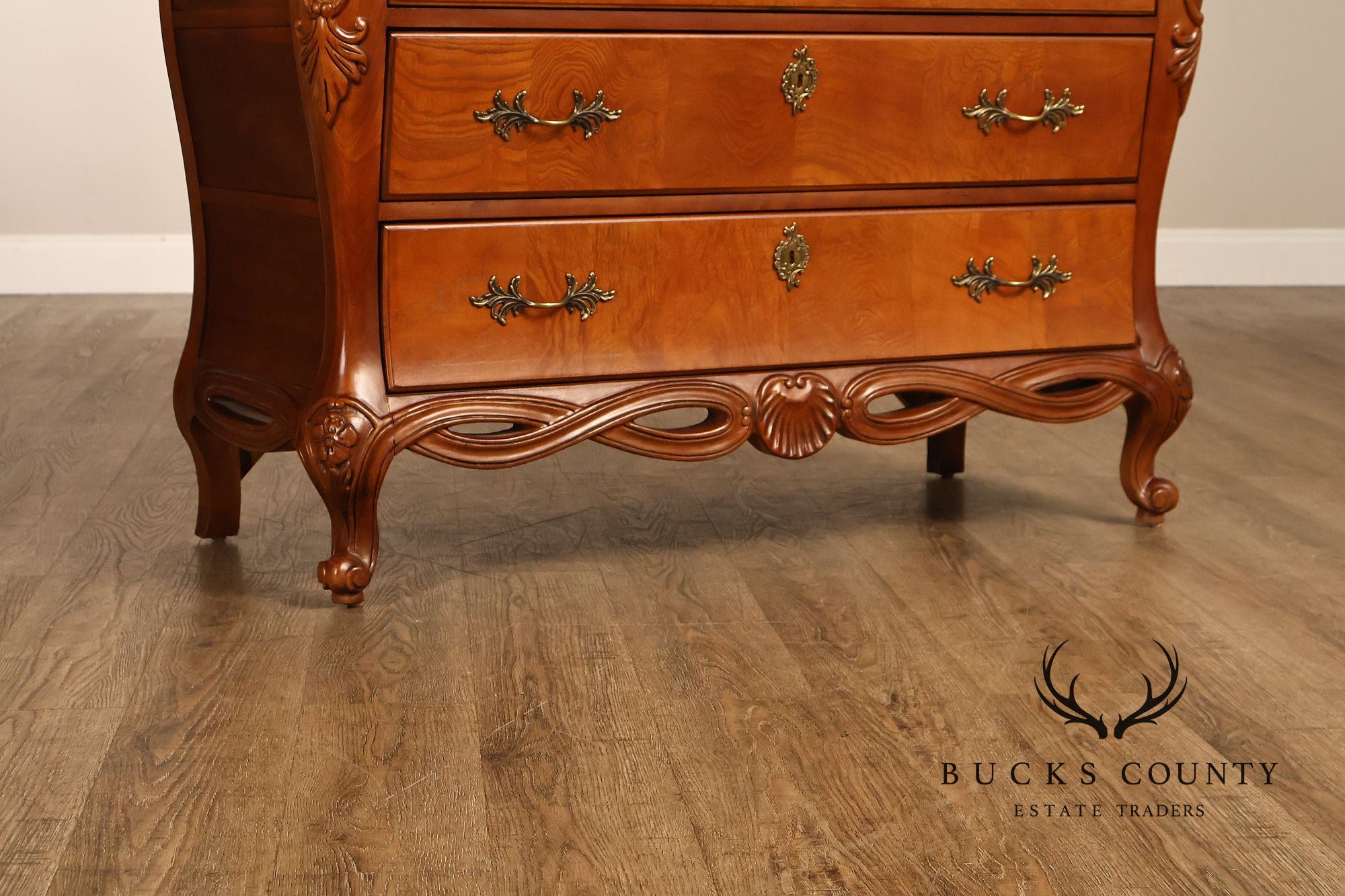 Century Furniture Pair of Marble Top Bombe Chests