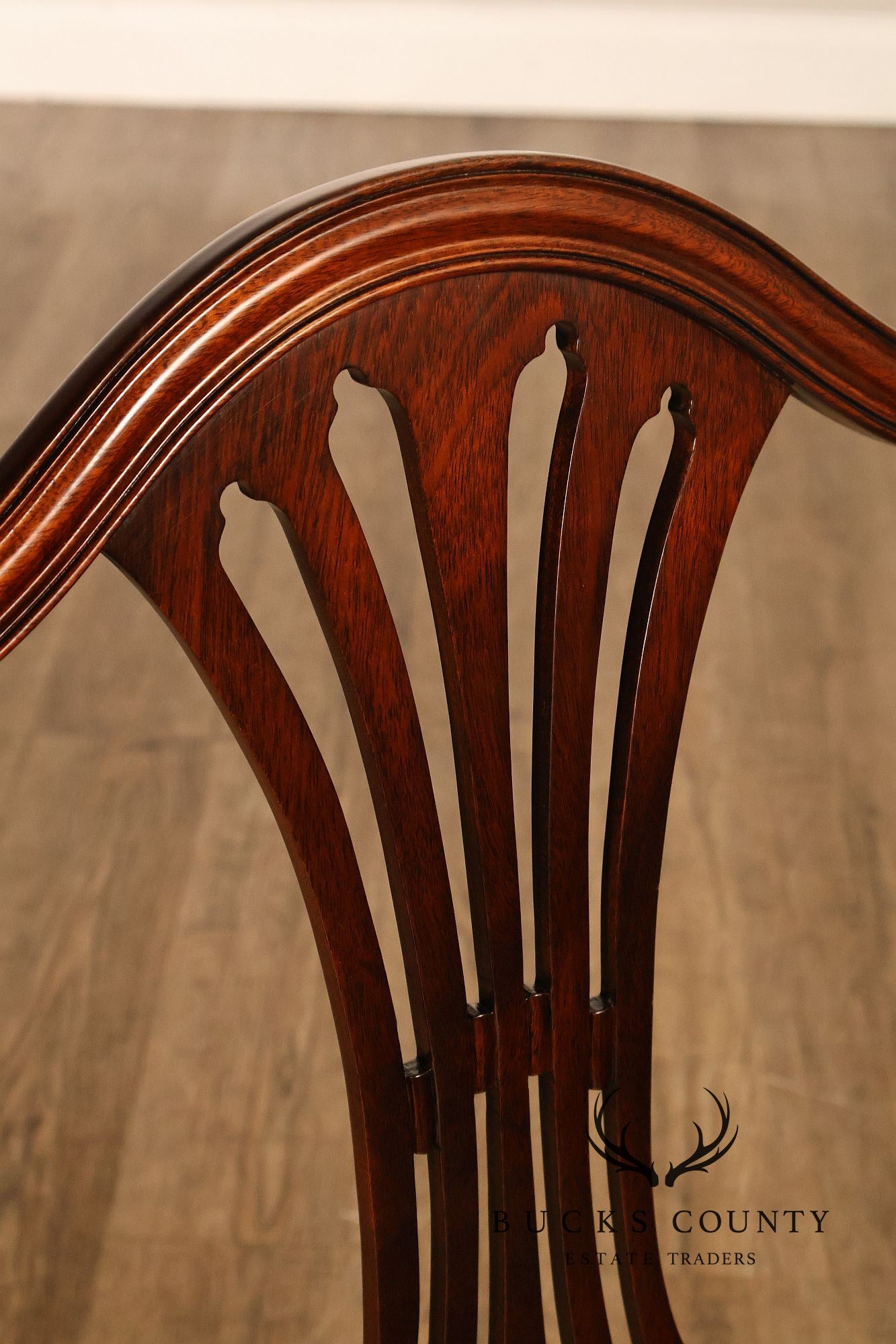 Chippendale Style Set of Eight Crewel Upholstered Mahogany Dining Chairs