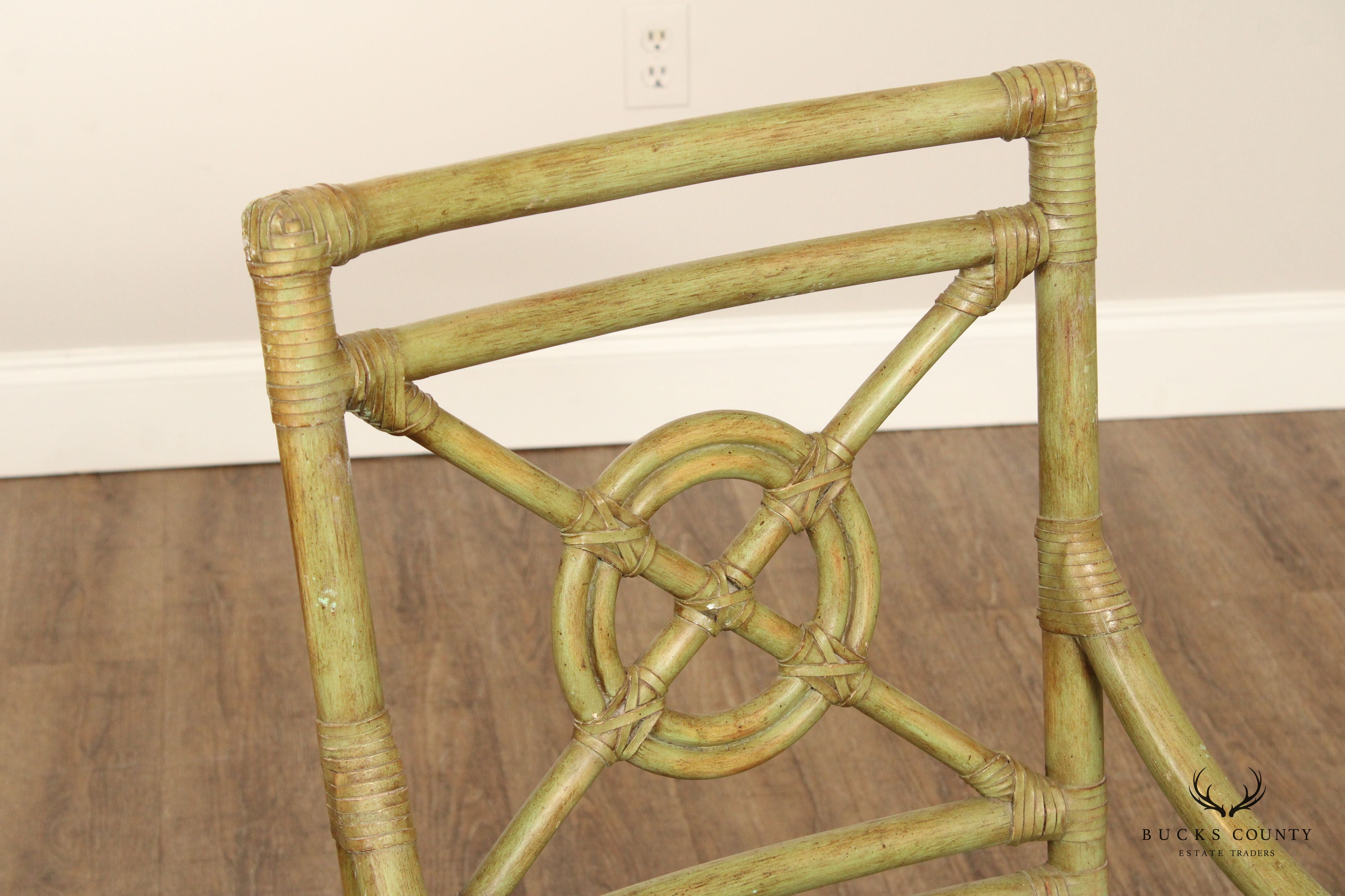 Surfside Casual Furniture Mid Century Modern Set of Four Rattan Dining Chairs