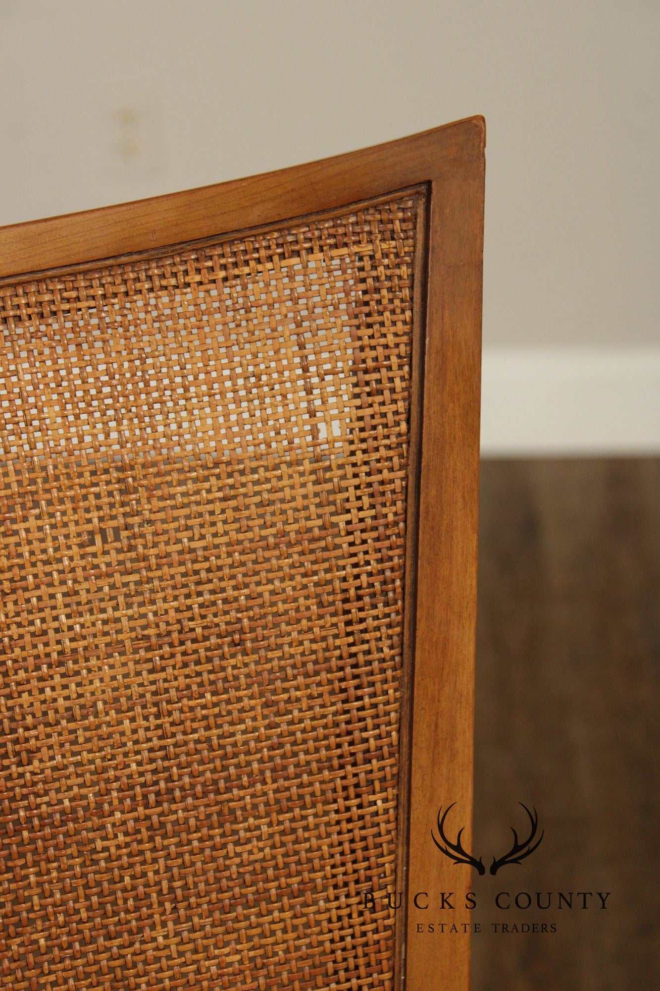 John Widdicomb Mid-Century Modern Set Of Four Walnut Cane Back Dining Chairs