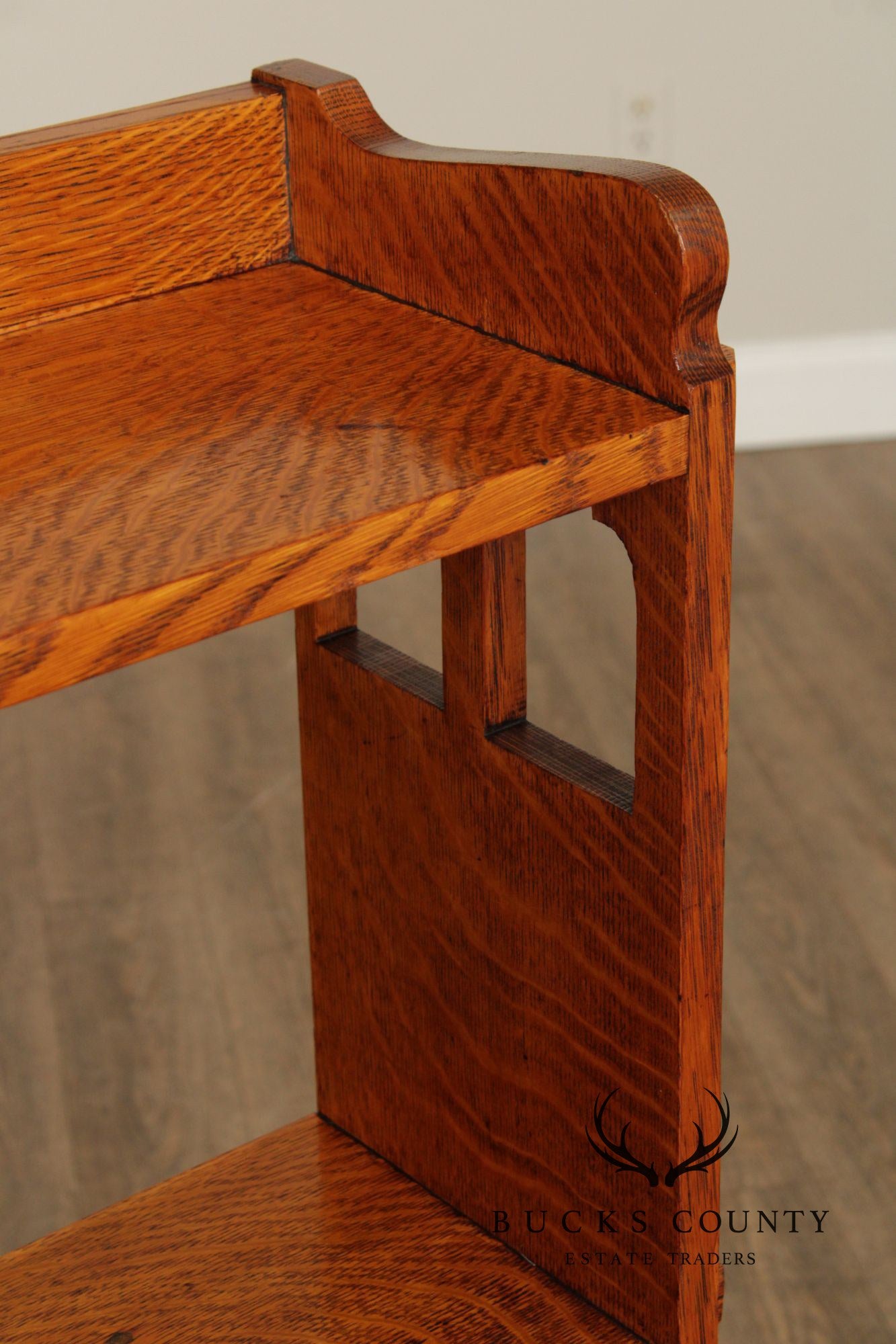 Antique Mission Oak Writing Desk With Bookcase Top
