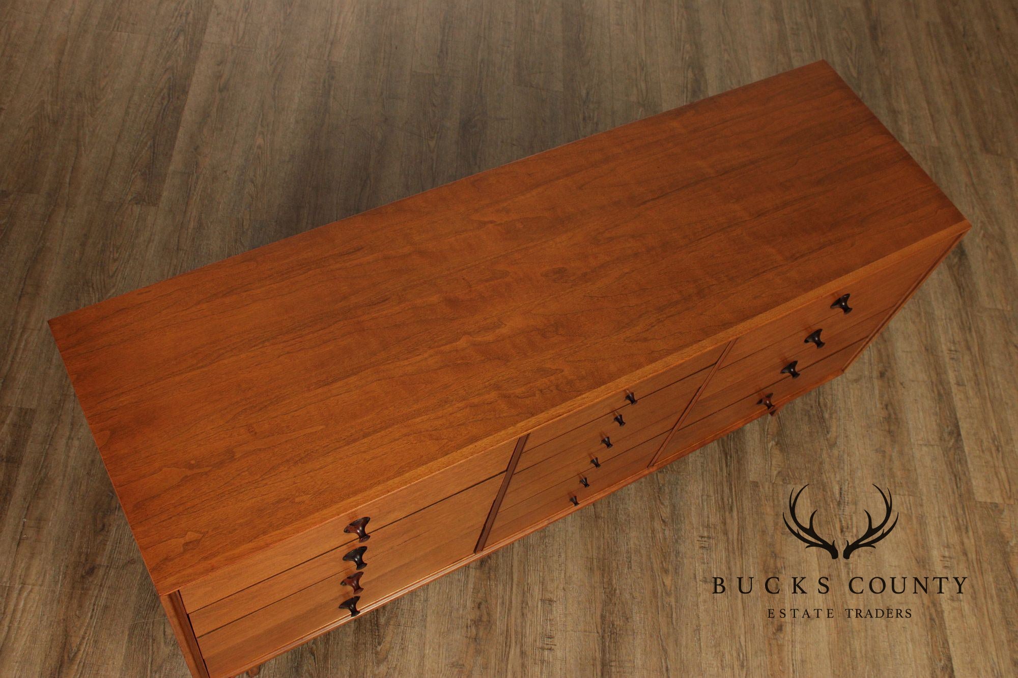 Thomasville Motif Mid-Century Modern Walnut Triple Dresser