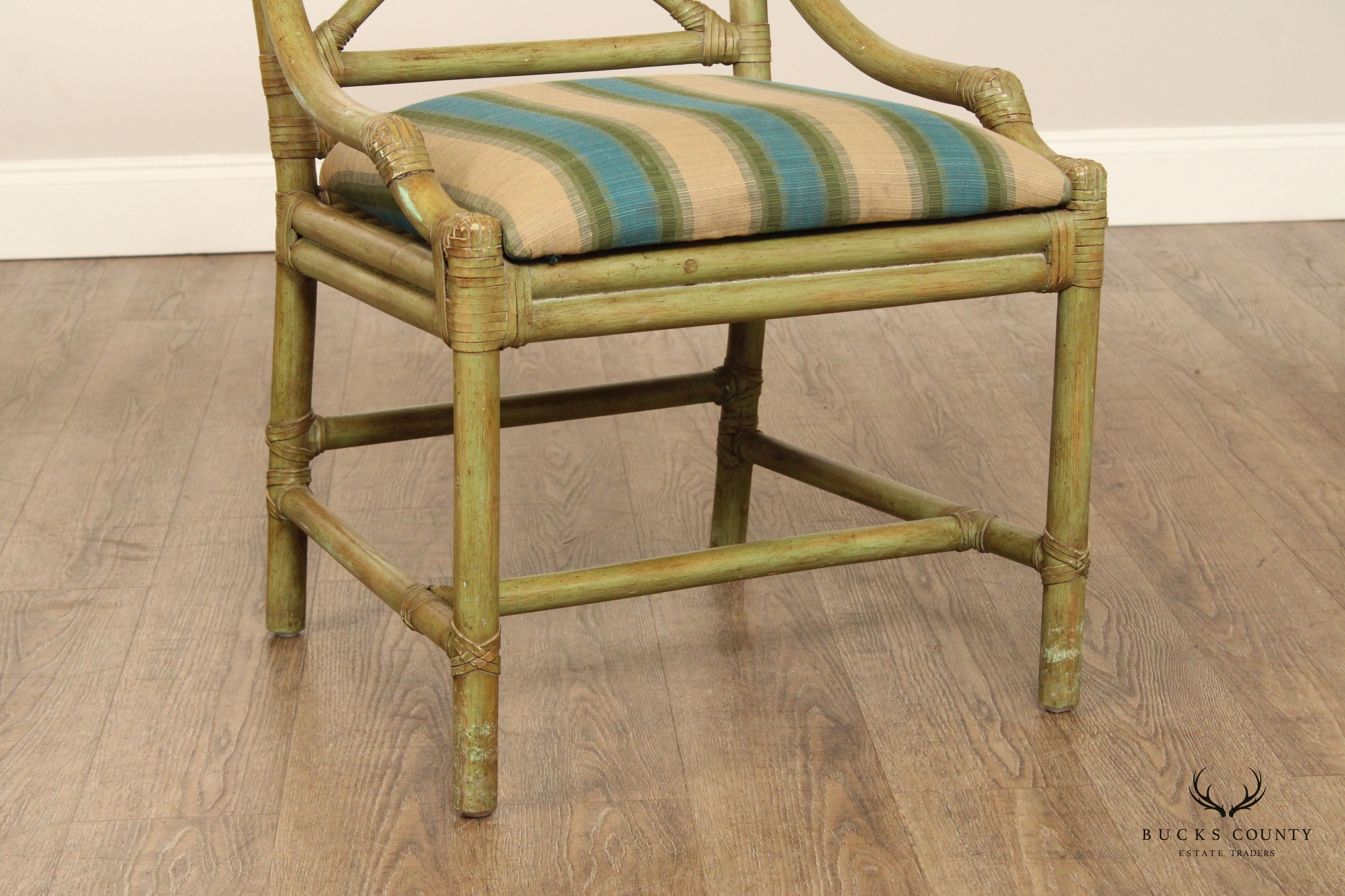 Surfside Casual Furniture Mid Century Modern Set of Four Rattan Dining Chairs