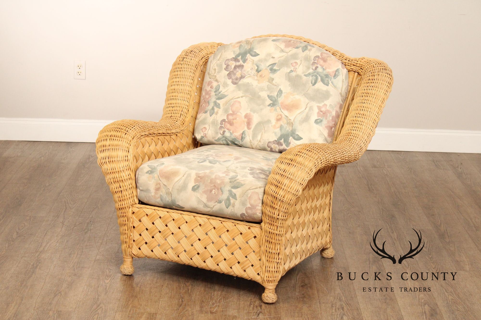 Quality Vintage Wicker Lounge Armchair