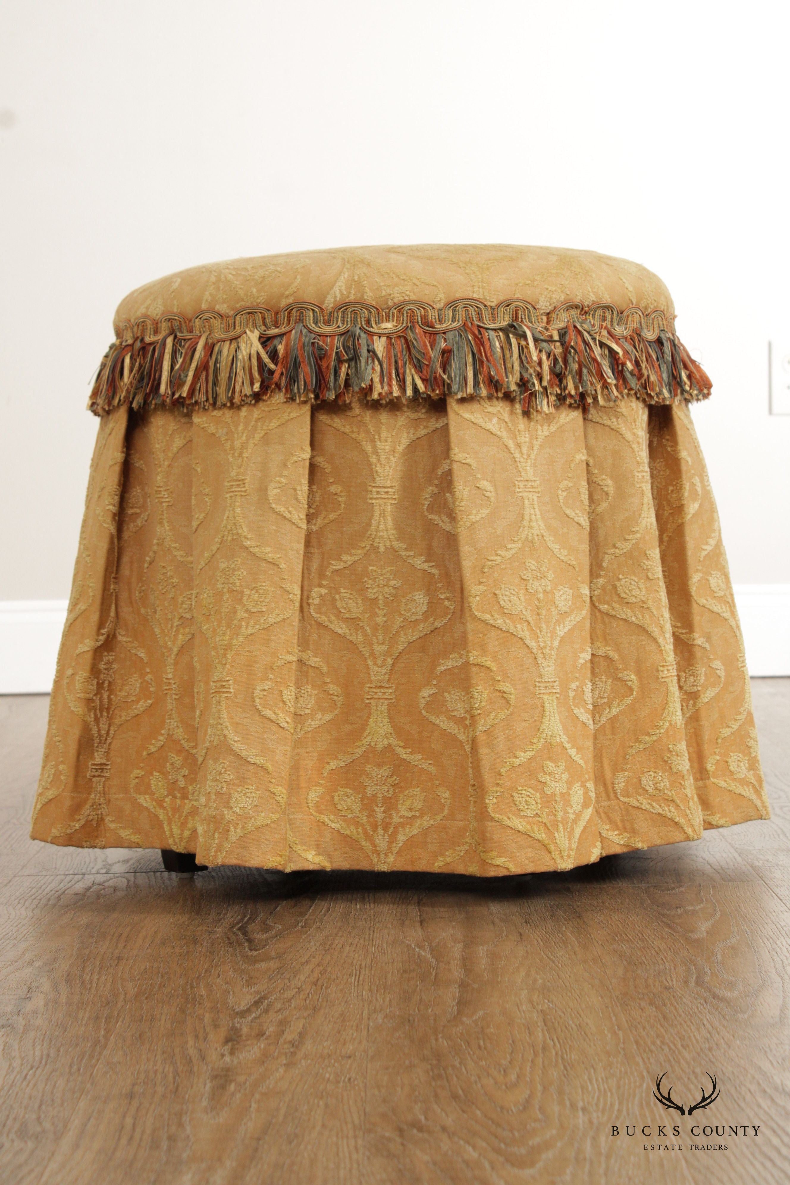 Traditional Custom Upholstered Round Vanity Stool