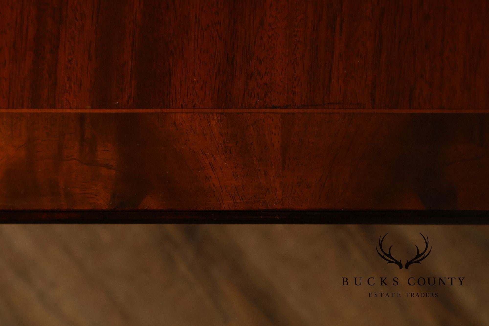 Regency Style Banded Mahogany Double Pedestal Dining Table With 2 Leaves