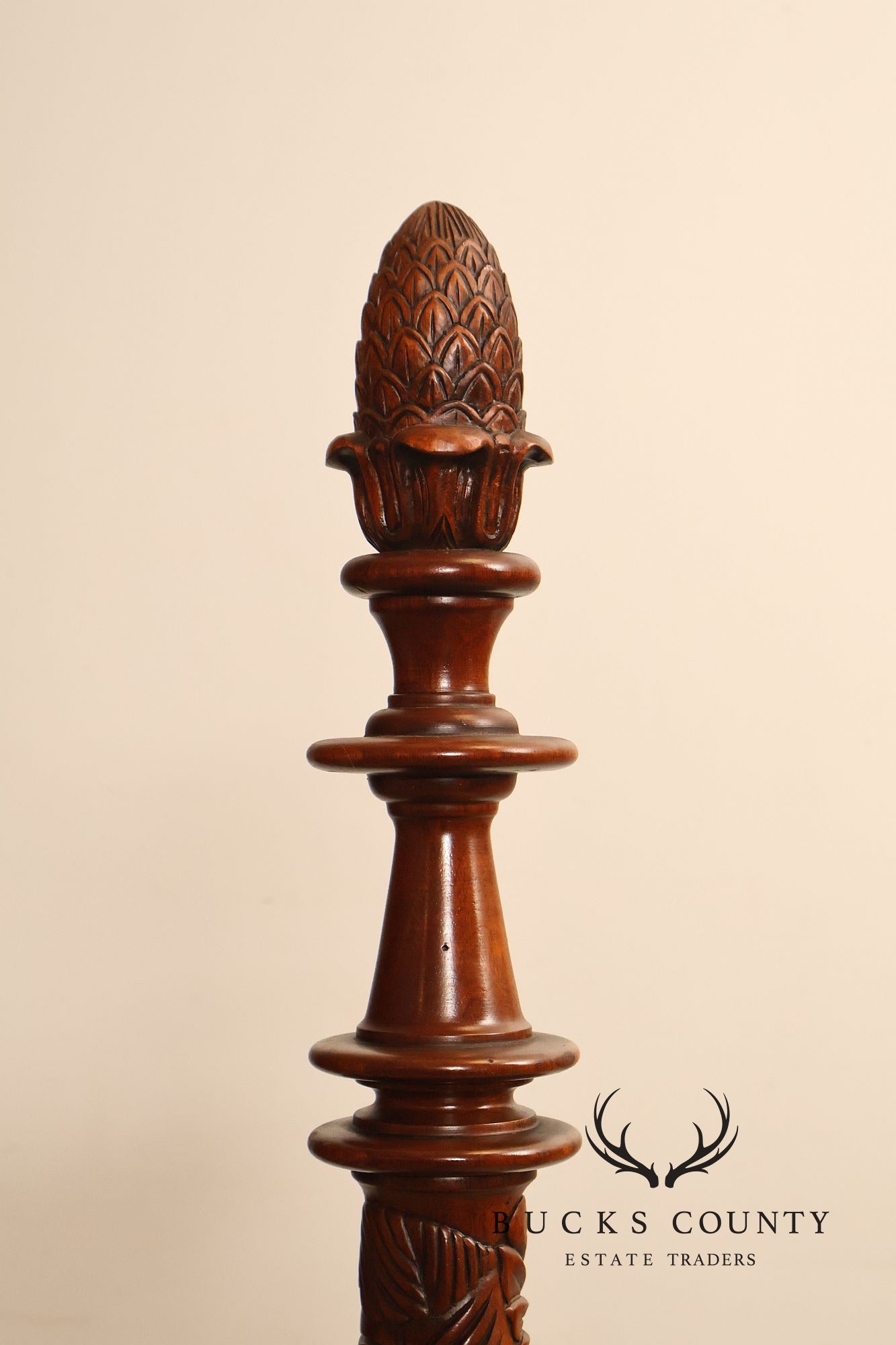 Carved Mahogany Four-Poster Queen Bed Frame