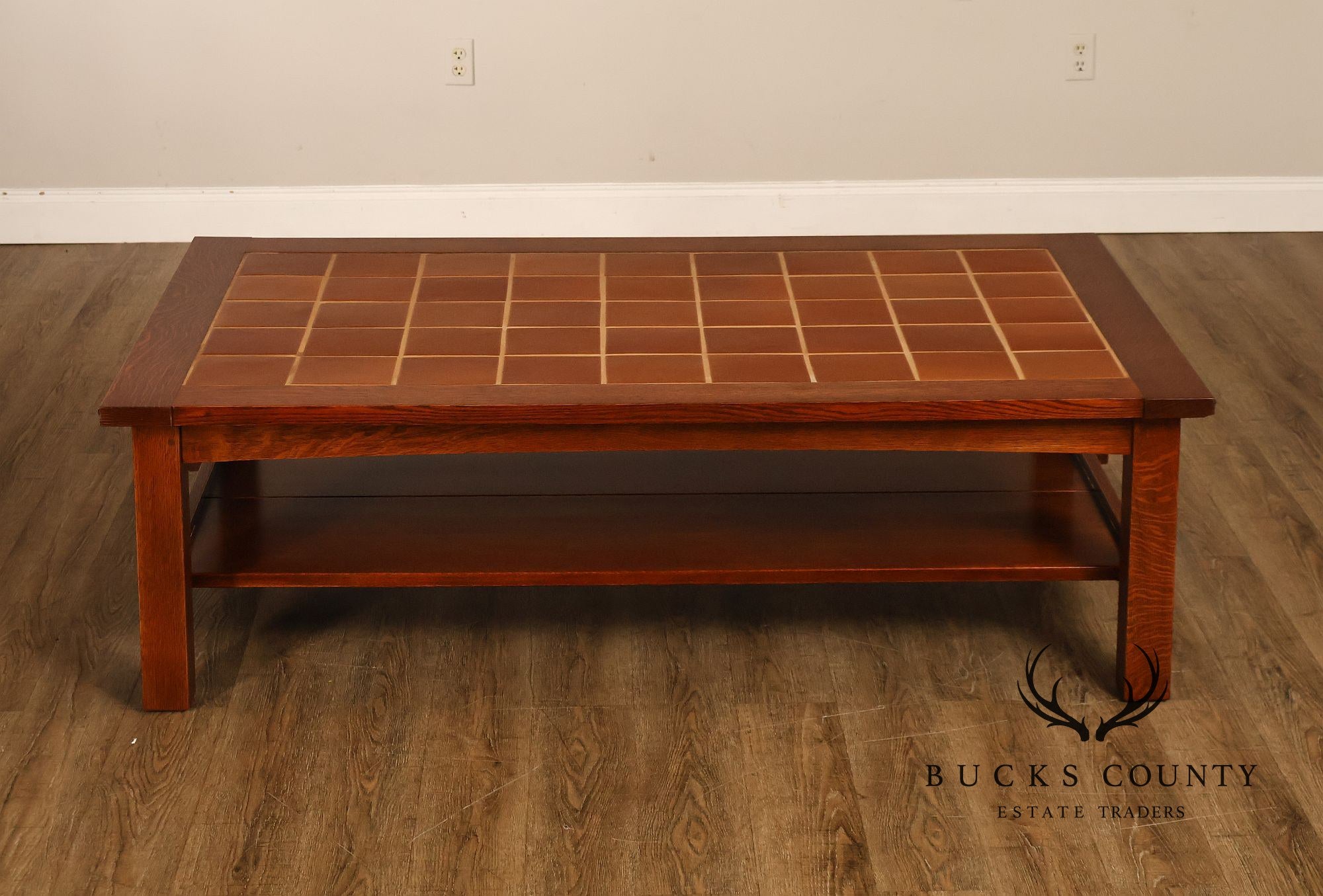 Stickley Mission Collection Oversized Oak Tile Top Coffee Table