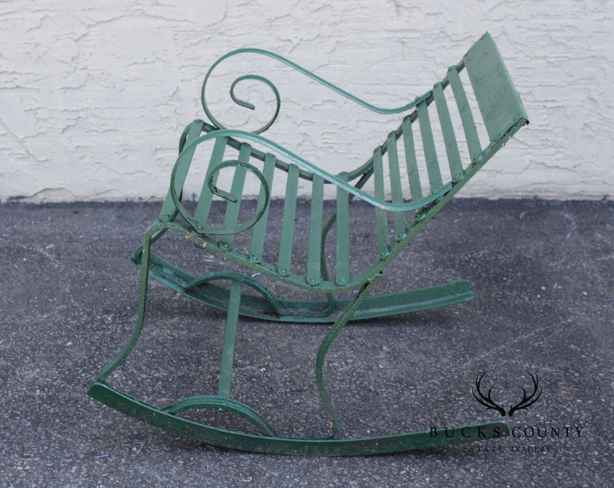 Antique Wrought Iron Outdoor Garden Rocking Chair