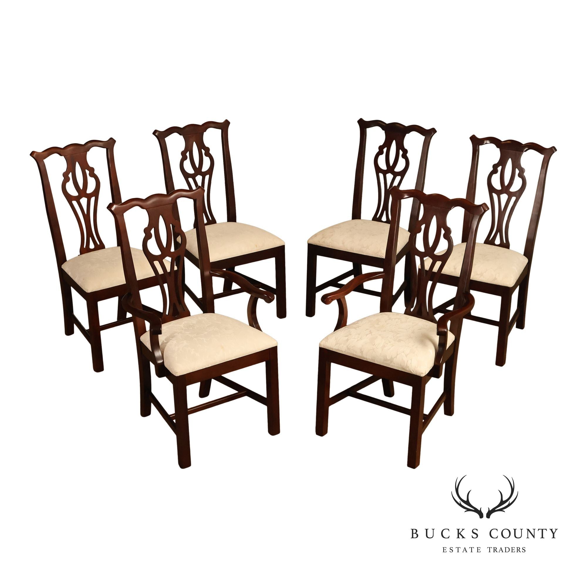 Thomasville Chippendale Style Mahogany Set Of Six Dining Chairs