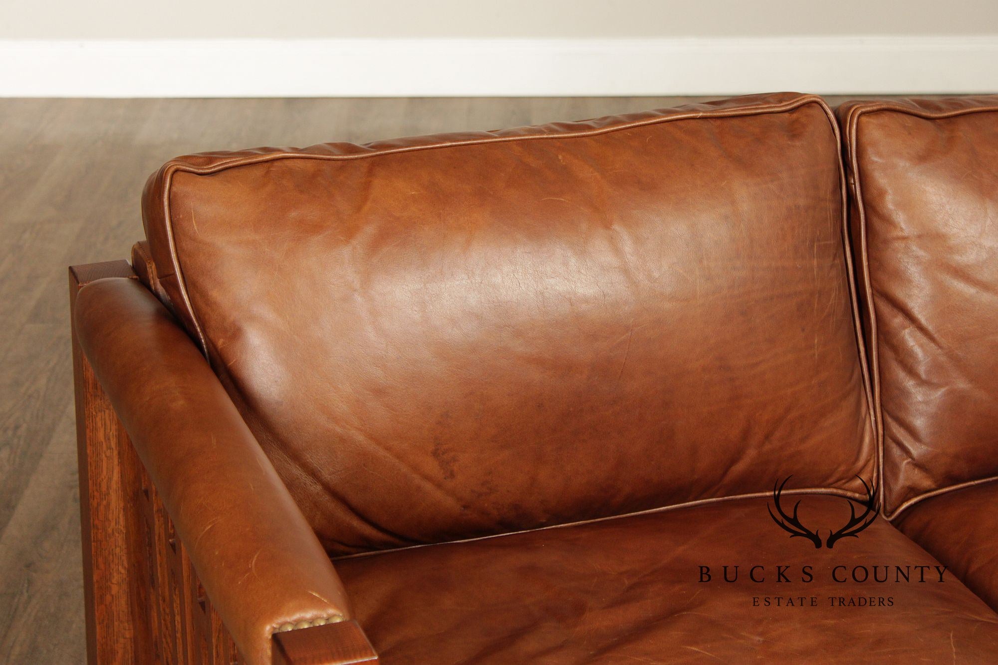 Stickley Highlands Mission Oak Leather Loveseat