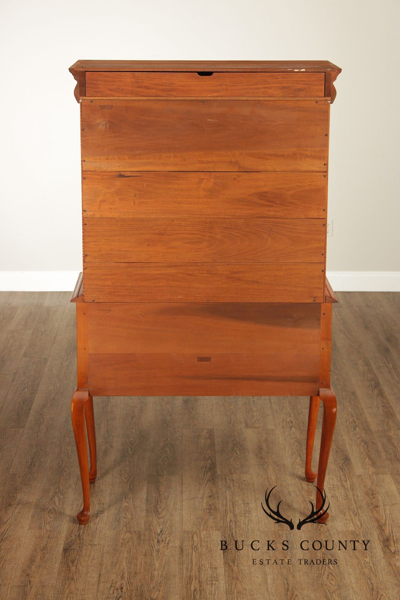 Simms & Thayer Queen Anne Style Tiger Maple Highboy