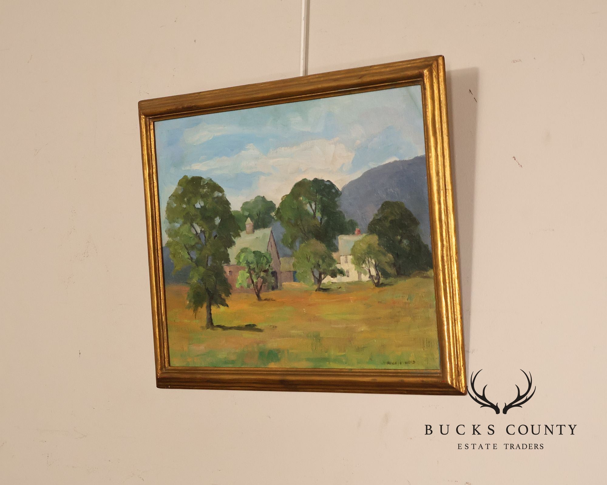 Alice Weed Framed Oil Painting, New England Farmstead